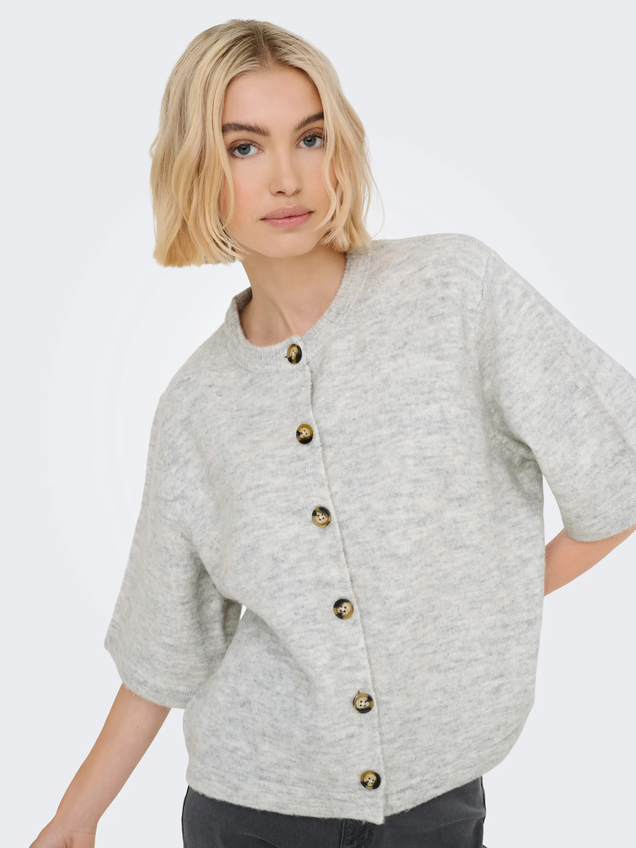 Only 15348772 ONLCAMILLA S/S CARDIG Grau 913028 179073 4