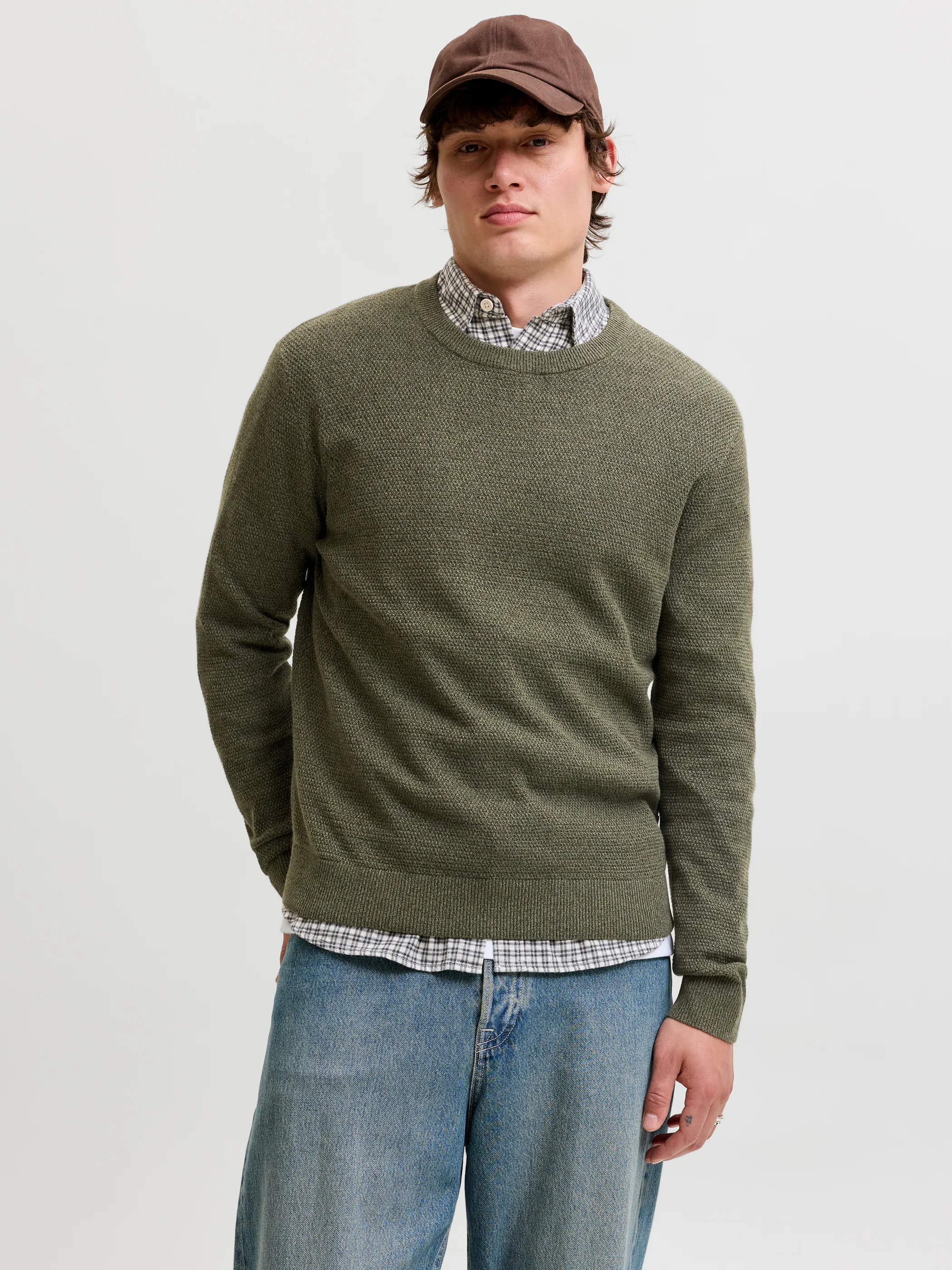 Jack Jones 12298310 JJERYDER KNIT CREW NE Braun 928224 176668001 1