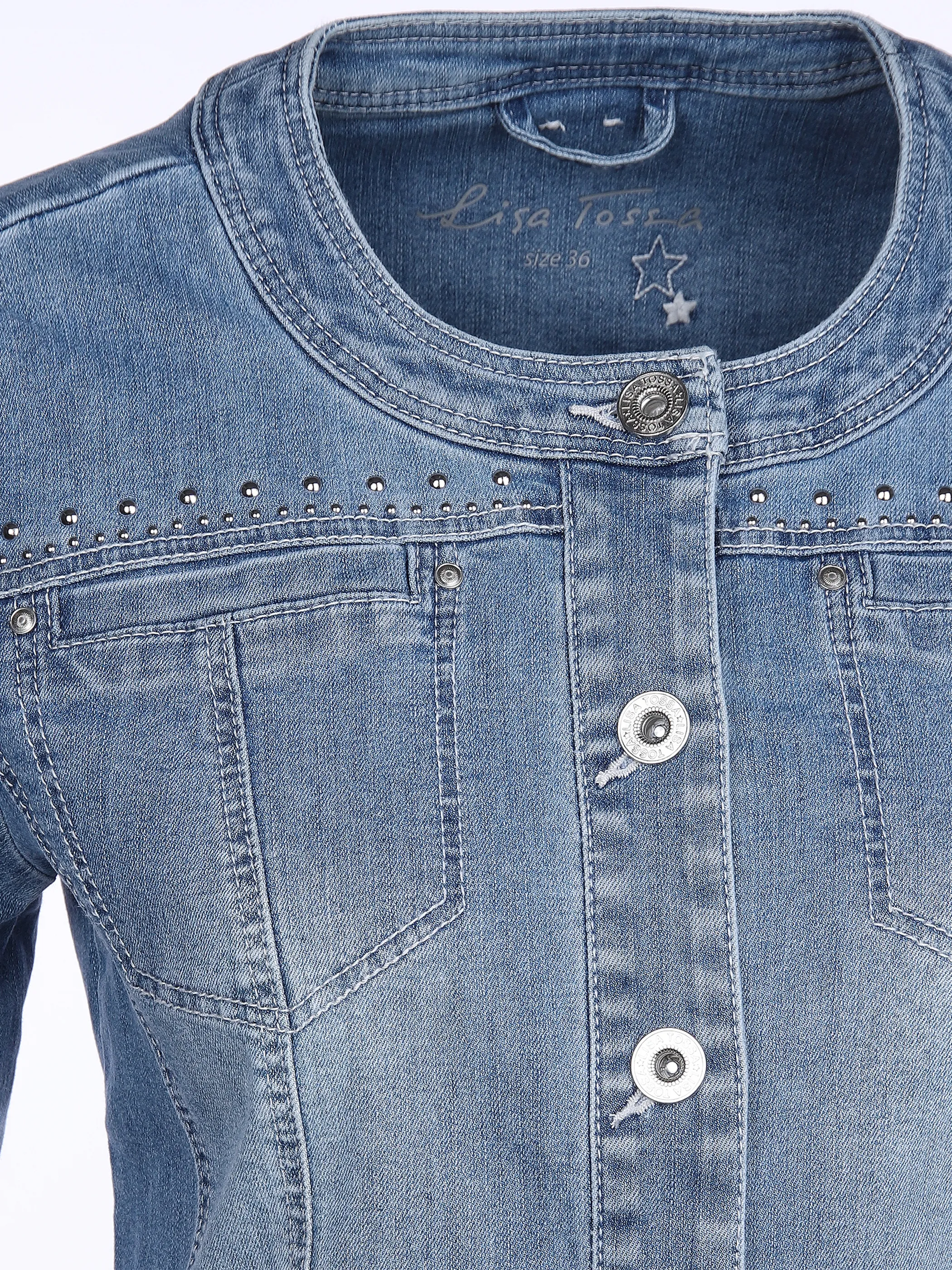 Lisa Tossa Da-Jeansjacke m. Nietendeko Blau 850947 BLEACHED D 3
