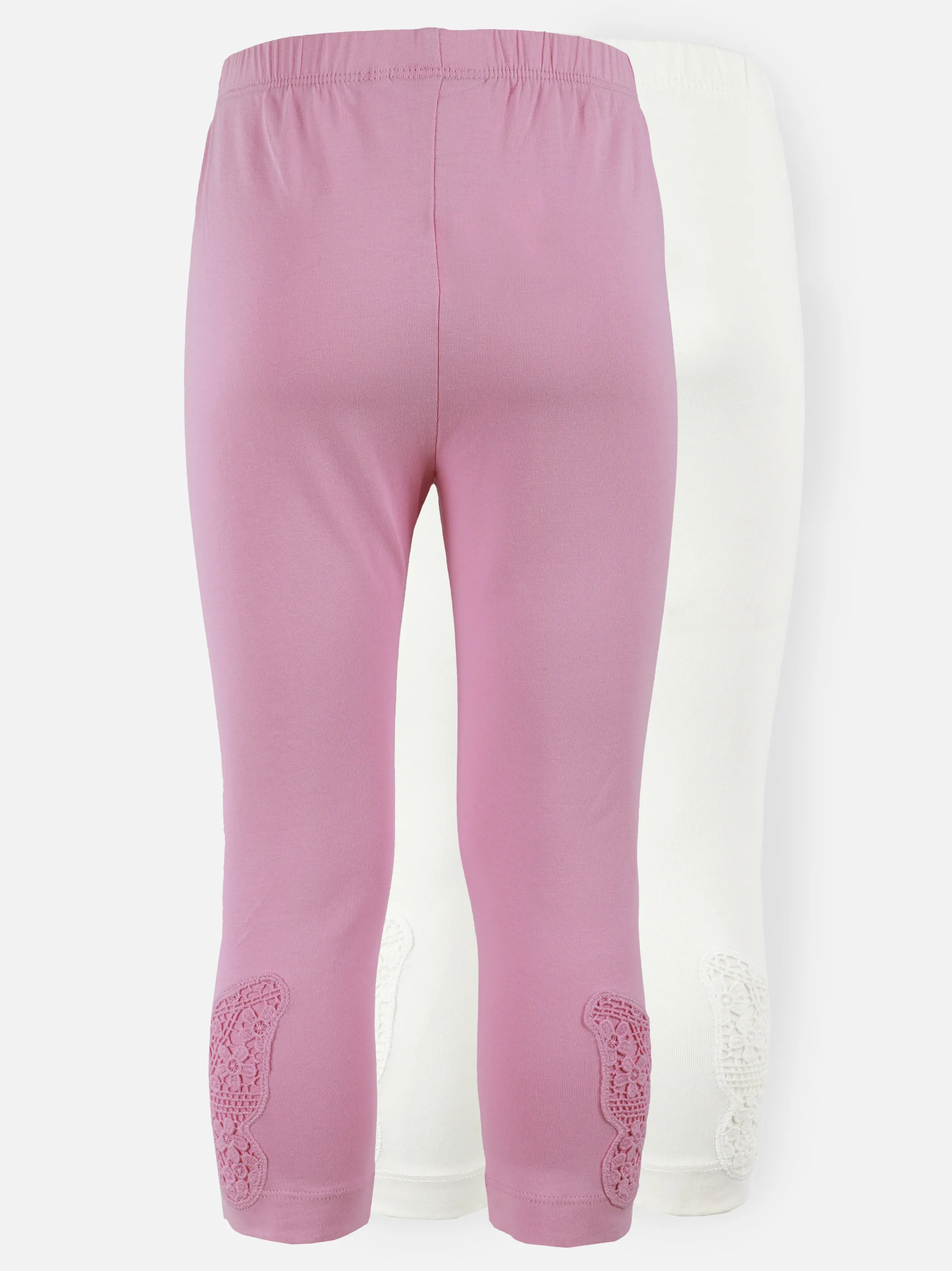 Bubble Gum KM 2er Pack Leggings mit Schmetterlinghäkelei Bunt 907412 ROSA/WEIß 2