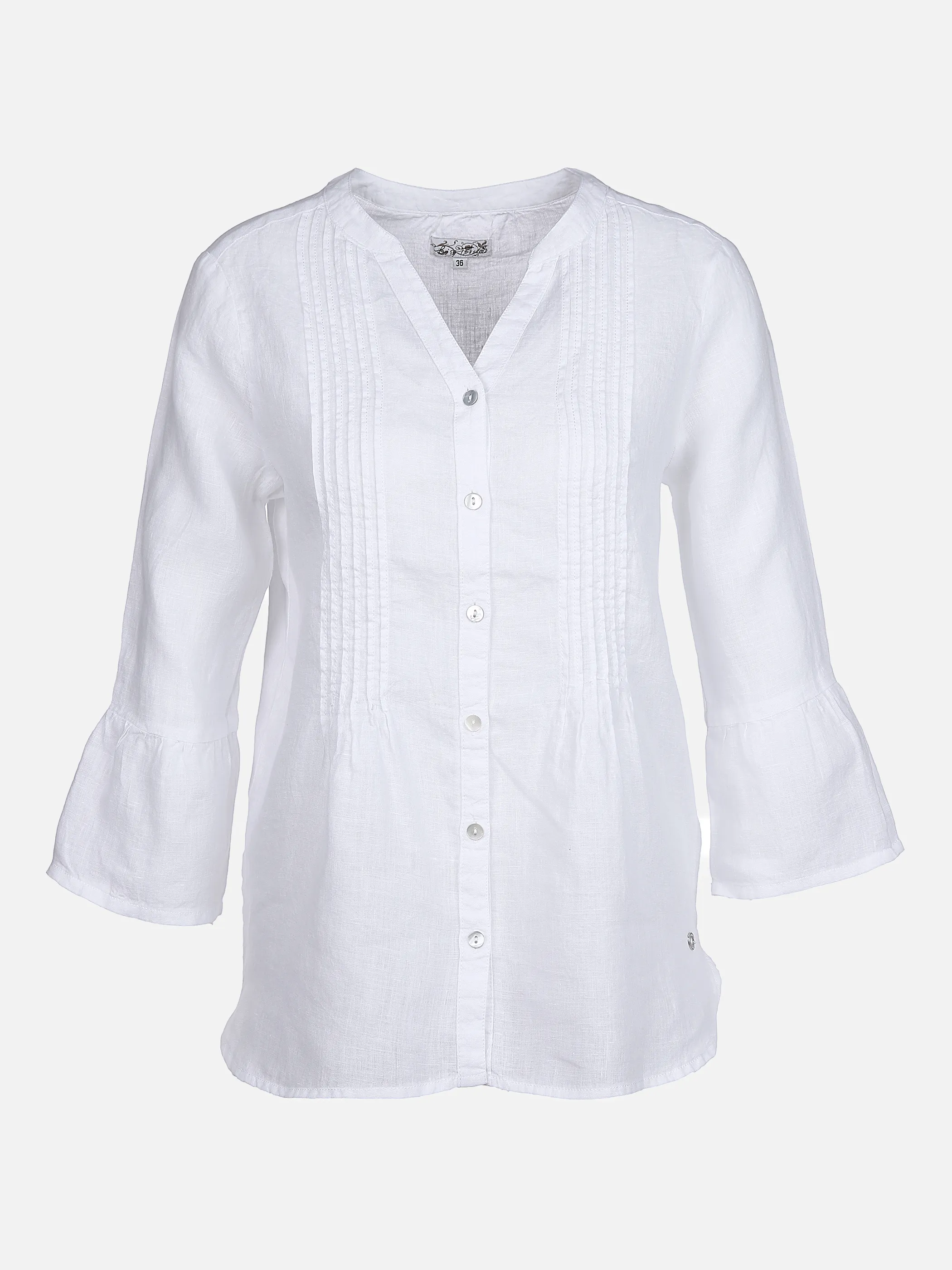 AWG Mode - Damen Leinenbluse mit Knopfleiste und Biesen | noSize
