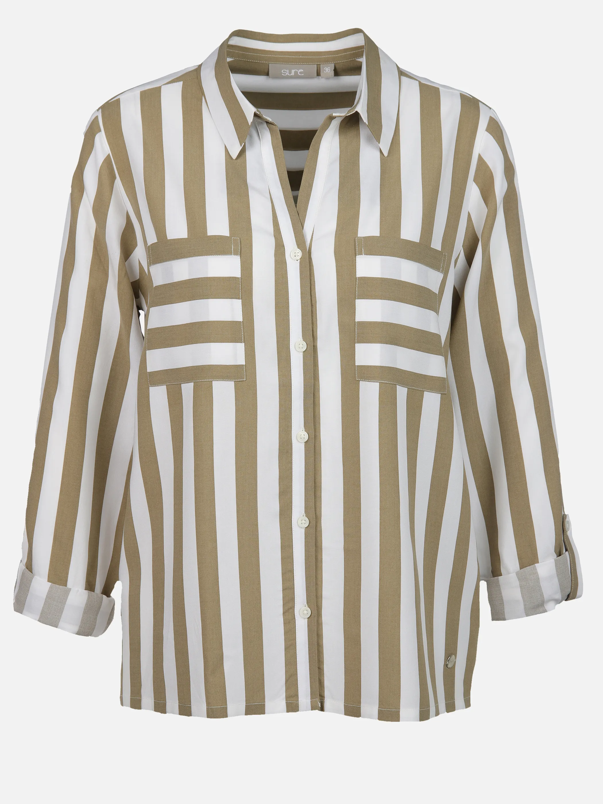 Sure Da-Bluse m. Streifen Weiß 905171 WHITE/OLIV 1