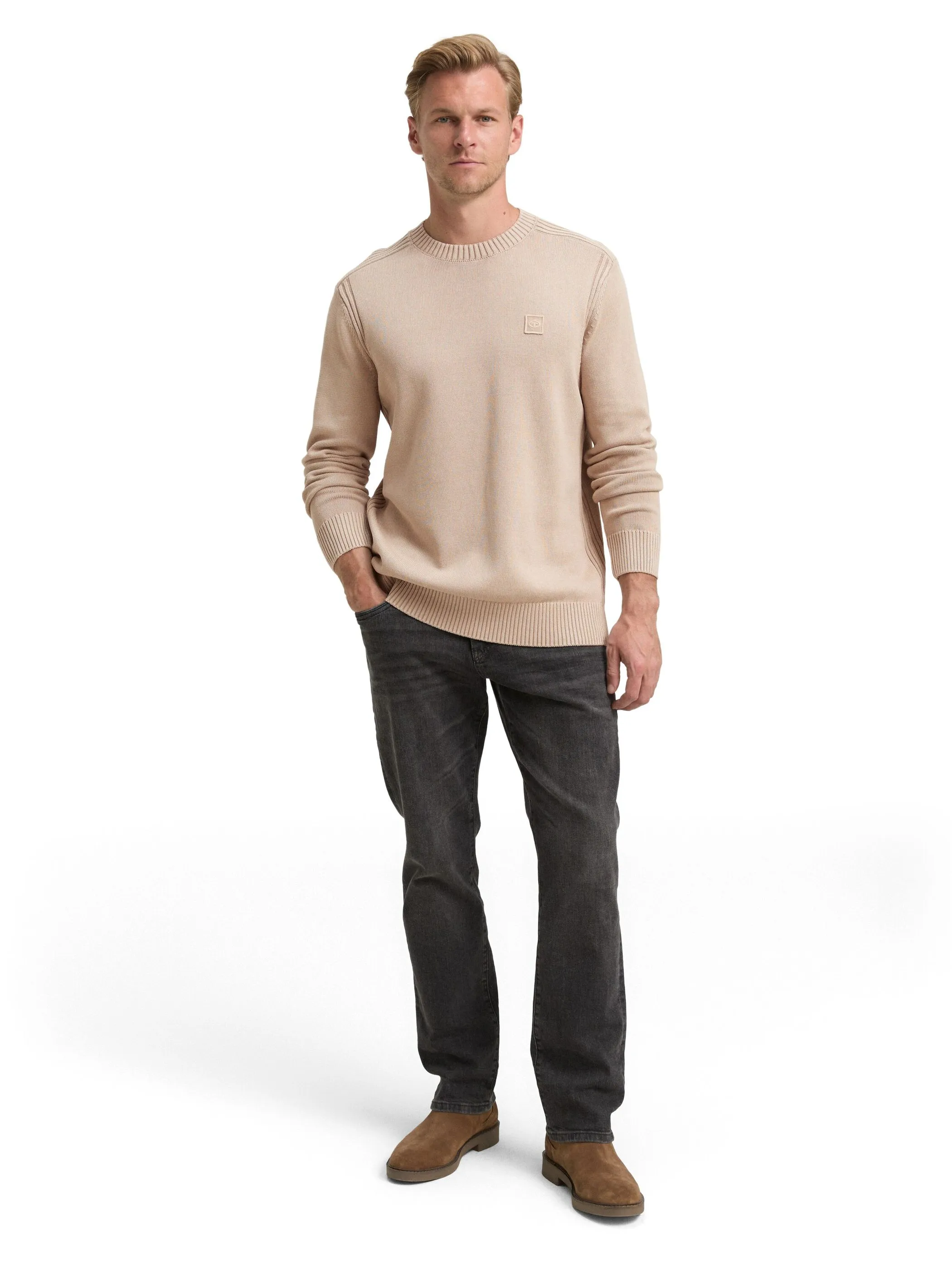 Tom Tailor 1048024 washed crewneck knit Beige 914872 16764 4
