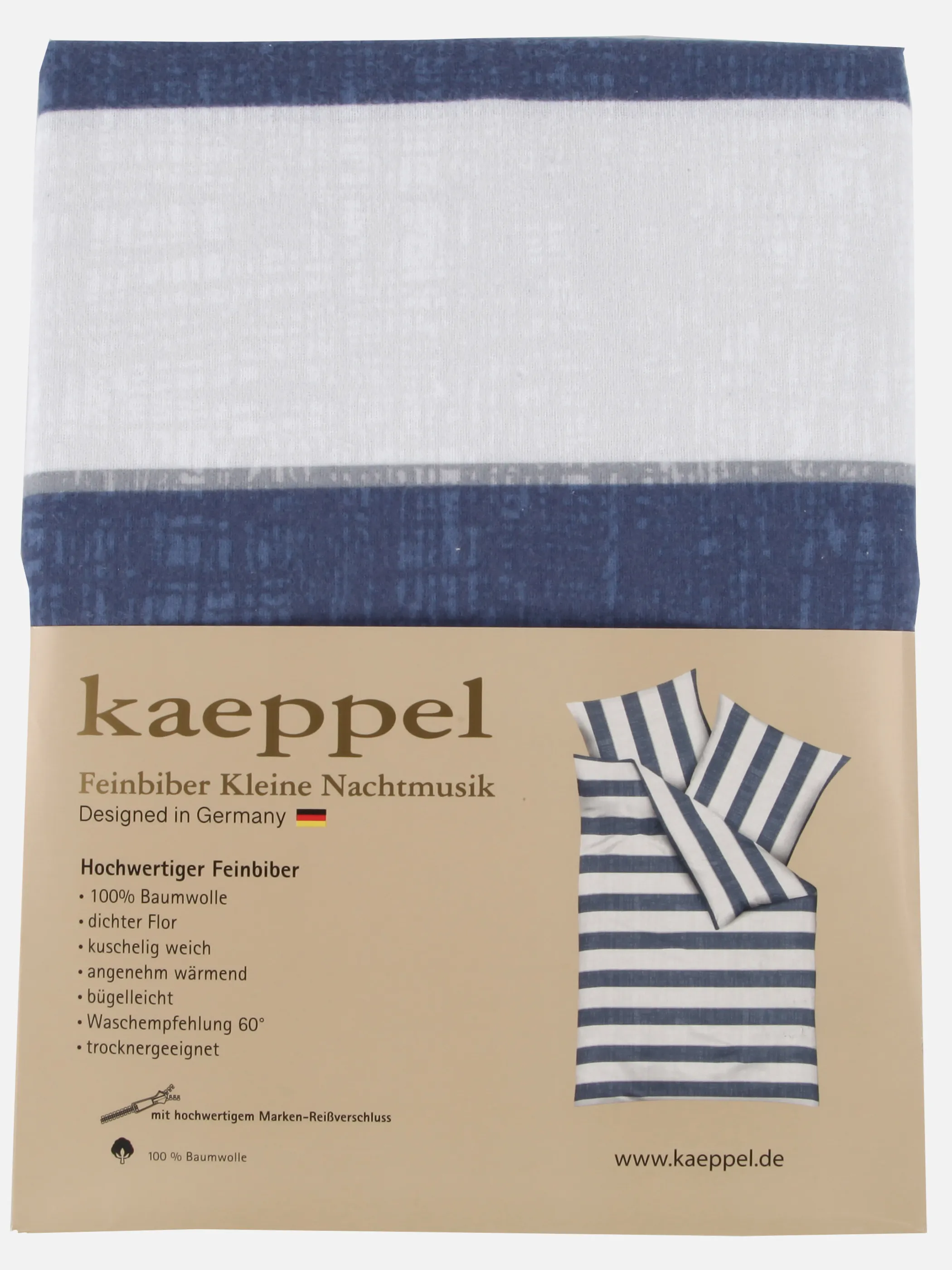 Kaeppel I Biberbettwäsche College 155x22 Blau 918611 MARINE 2