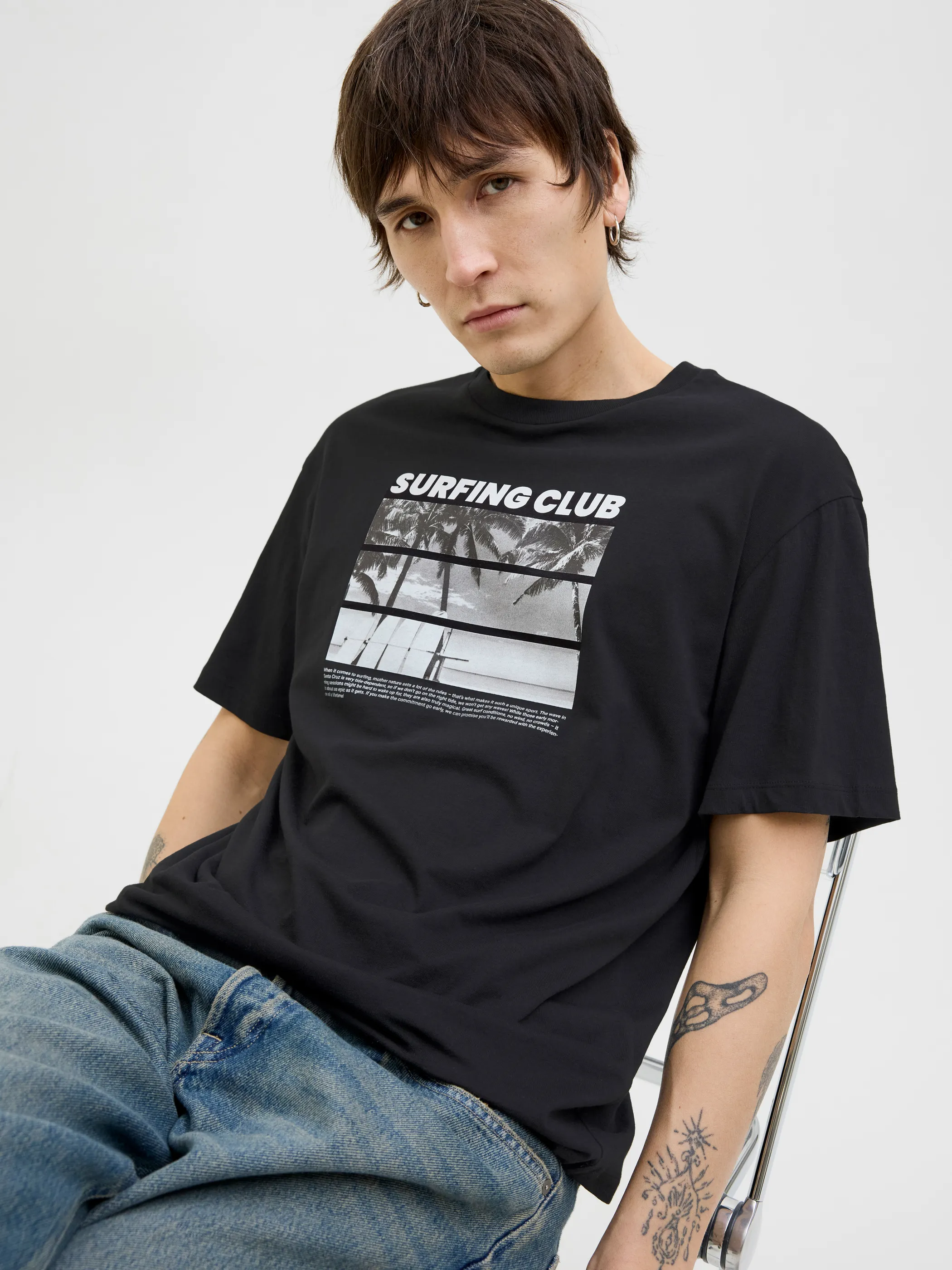 Jack Jones 12269429 JJPORTO TEE SS CREW N Schwarz 904467 178012 2