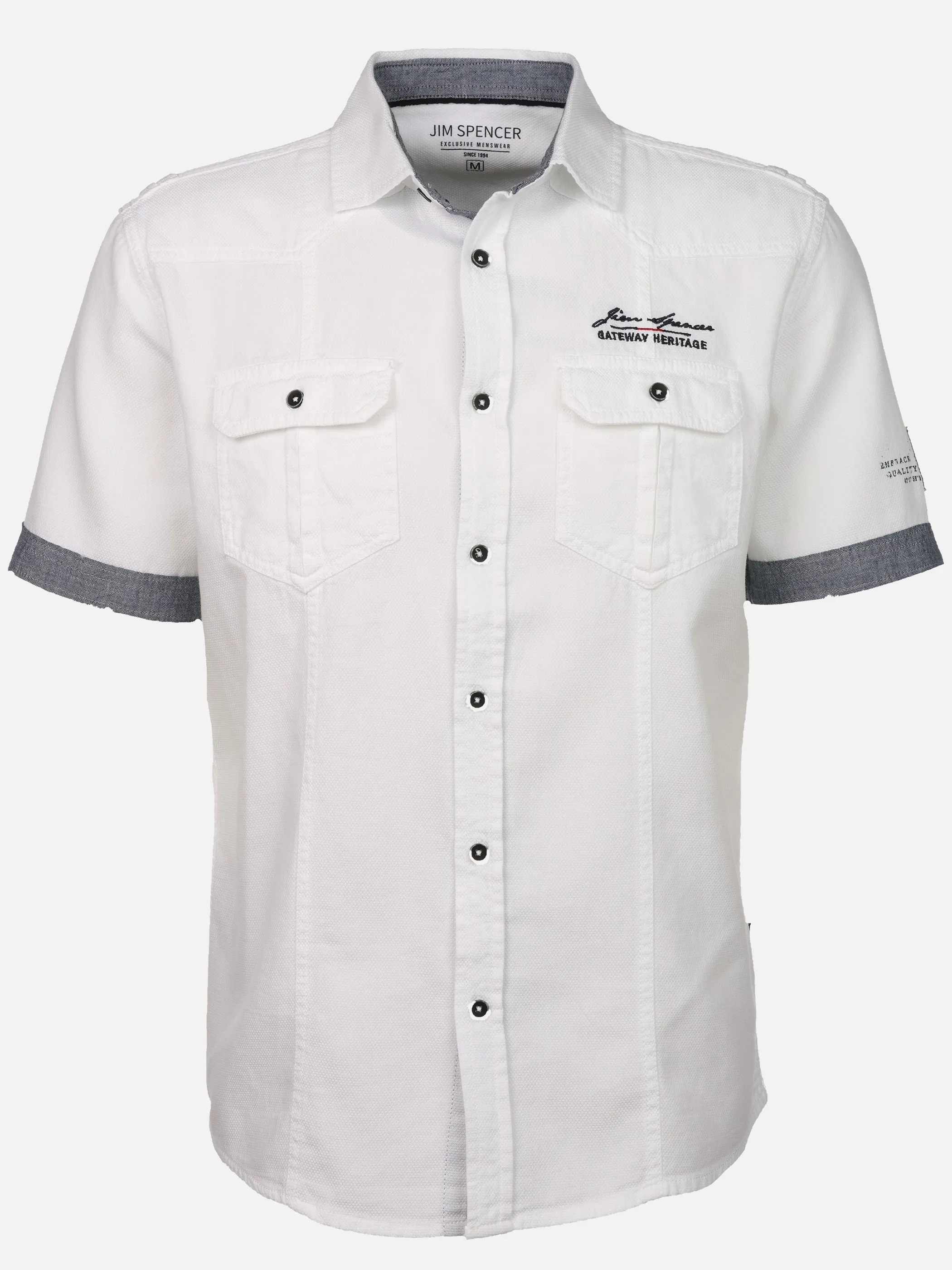 Jim Spencer He. Freizeithemd 1/2 Arm slub Weiß 923119 WEIß 1