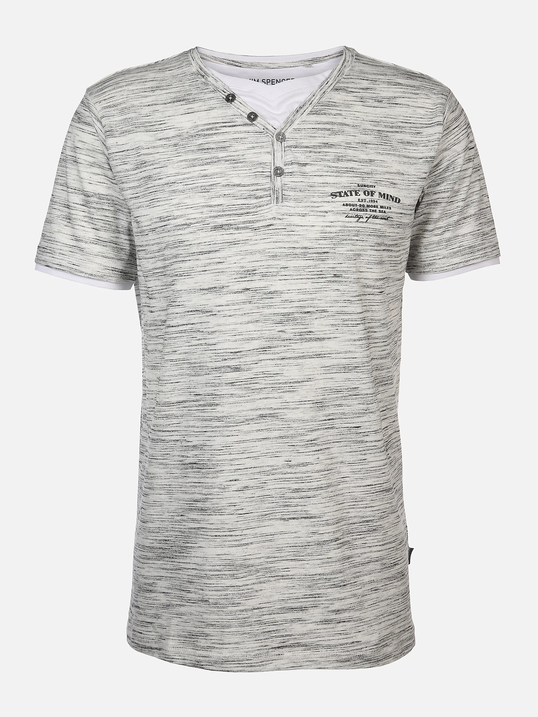 Jim Spencer He. Henleyshirt 1/2 Arm inject Weiß 894401 OFF WHITE 1