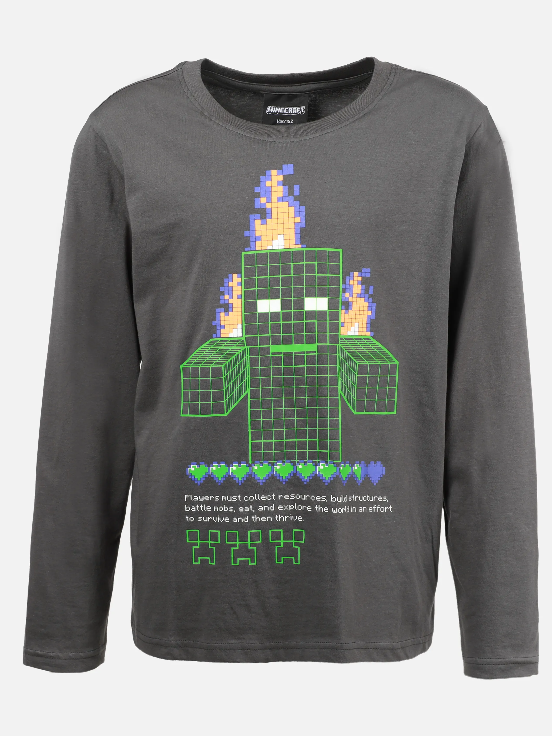 Minecraft JJ Longsleeve grau Minecraft front Print Grau 933285 GRAU 1