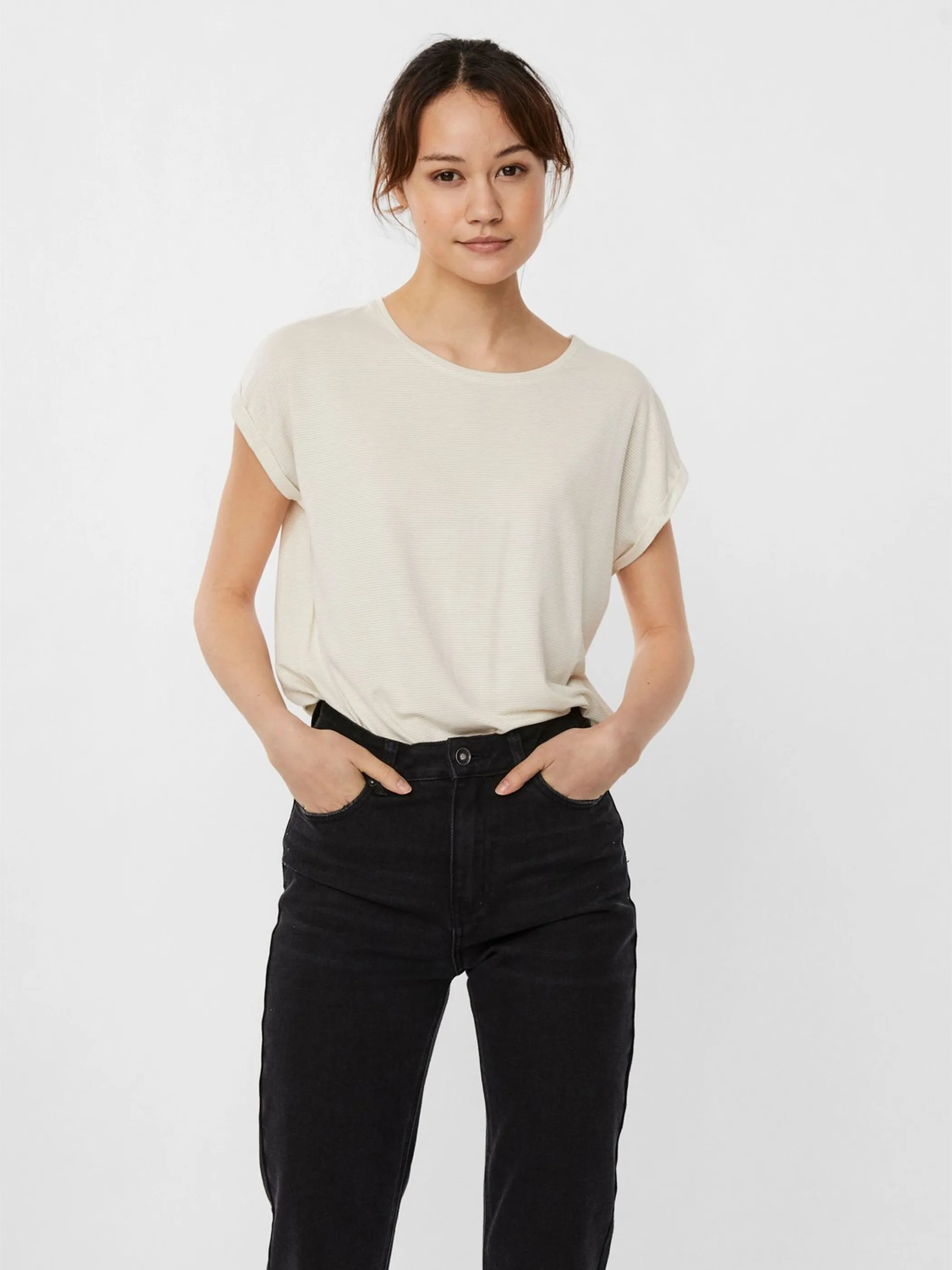 Vero Moda 10250488 VMLAVA GLITTER SS TOP STRIPE Weiß 852566 209430003 2
