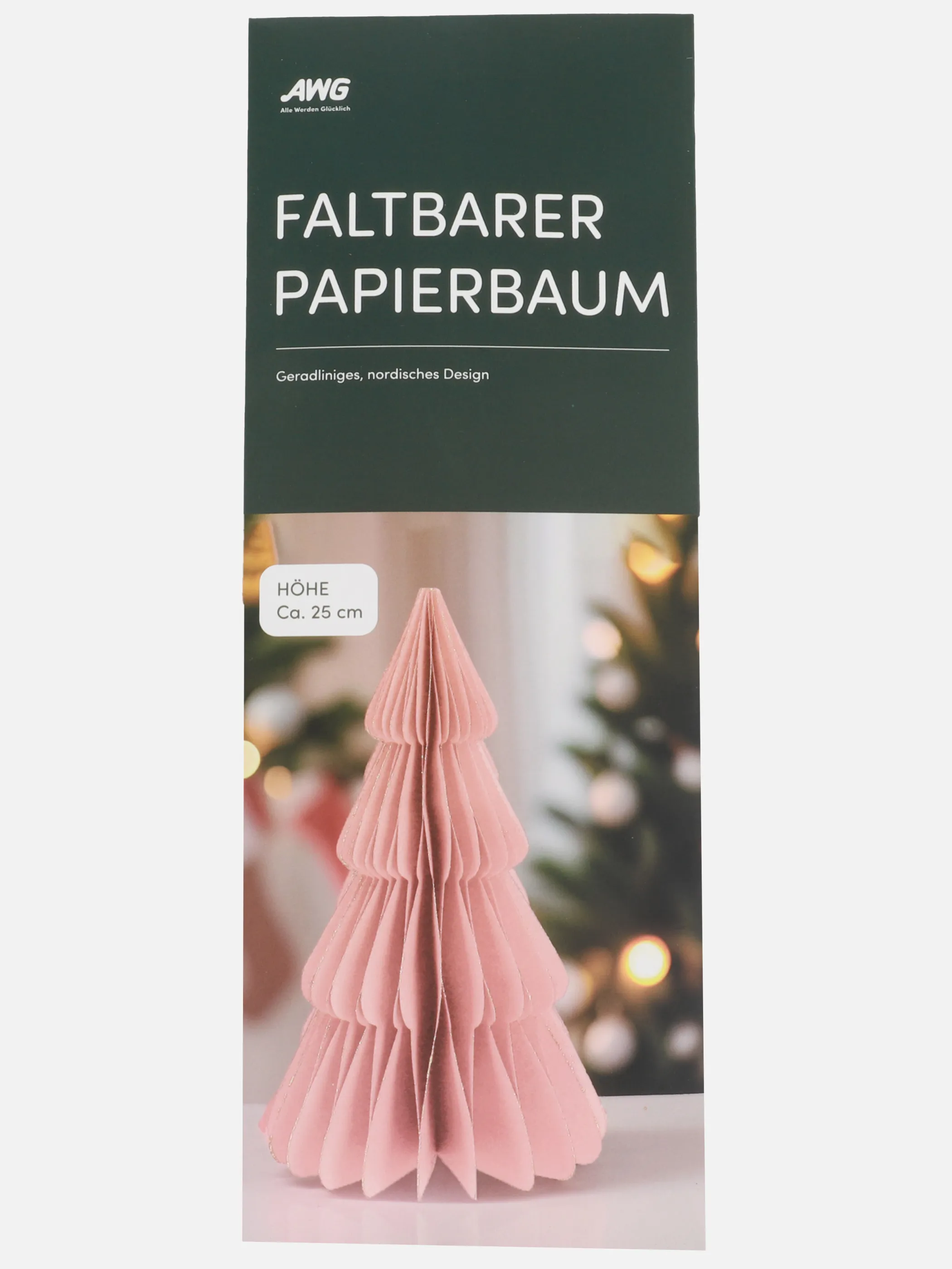 AWG Mode - Papiertannenbaum faltbar, 25cm hoch | ROSA | OneSize