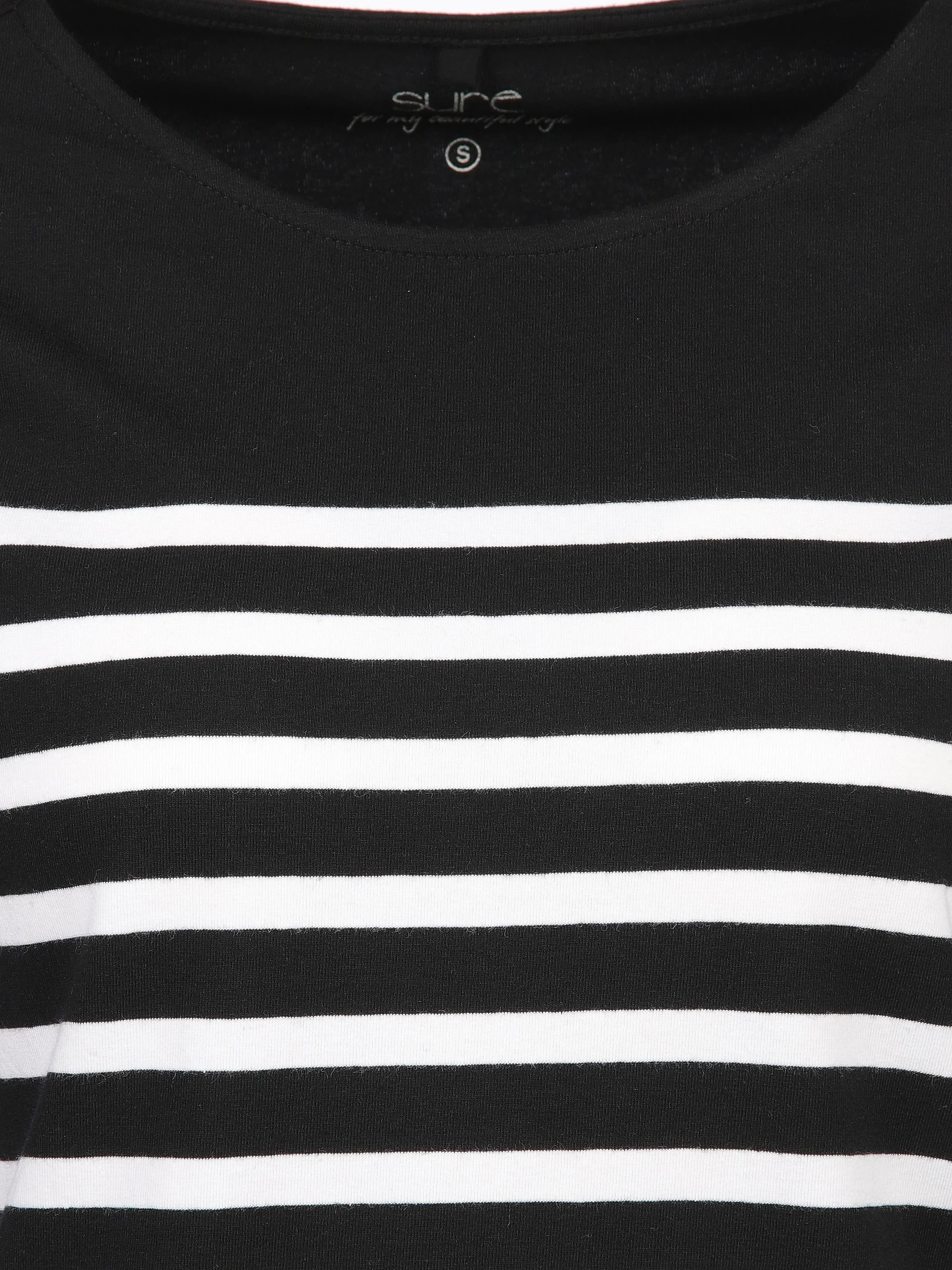 Sure Da-Streifen-Shirt m. 1/1 Arm Schwarz 905914 BLACK 3