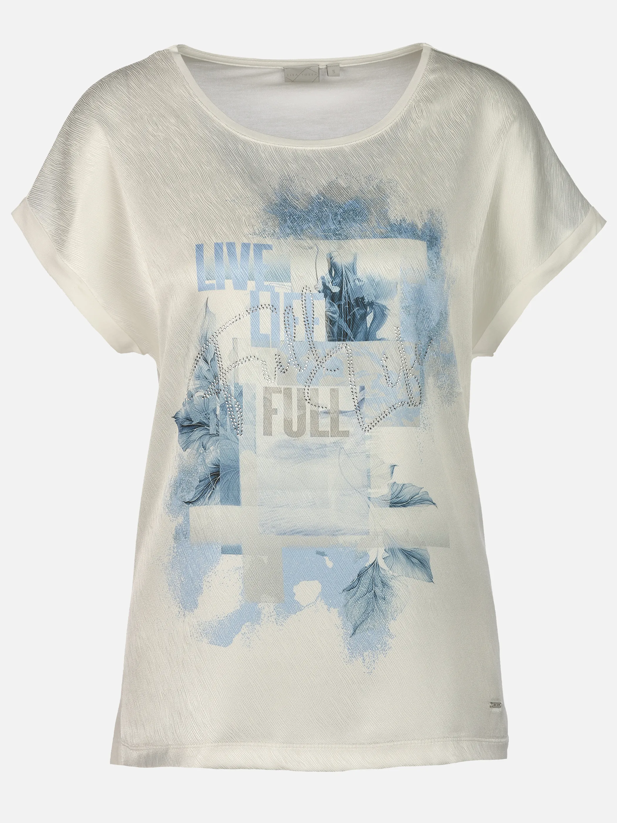 Lisa Tossa Da- Materialmix T-Shirt m. Print Blau 924186 BLAU 1