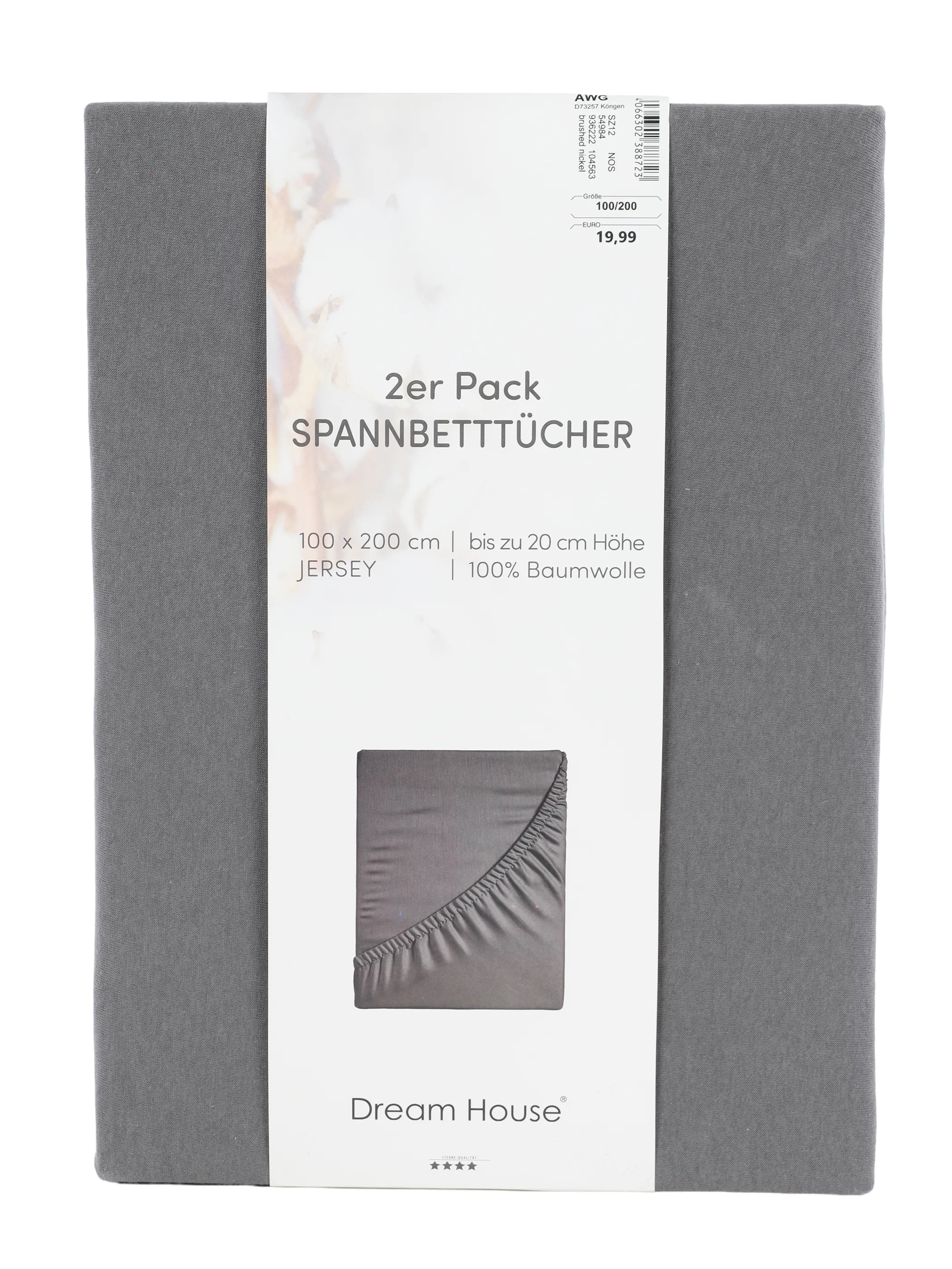 Dream House Spannnbetttuch 2er Pack Grau 936222 NICKEL 2