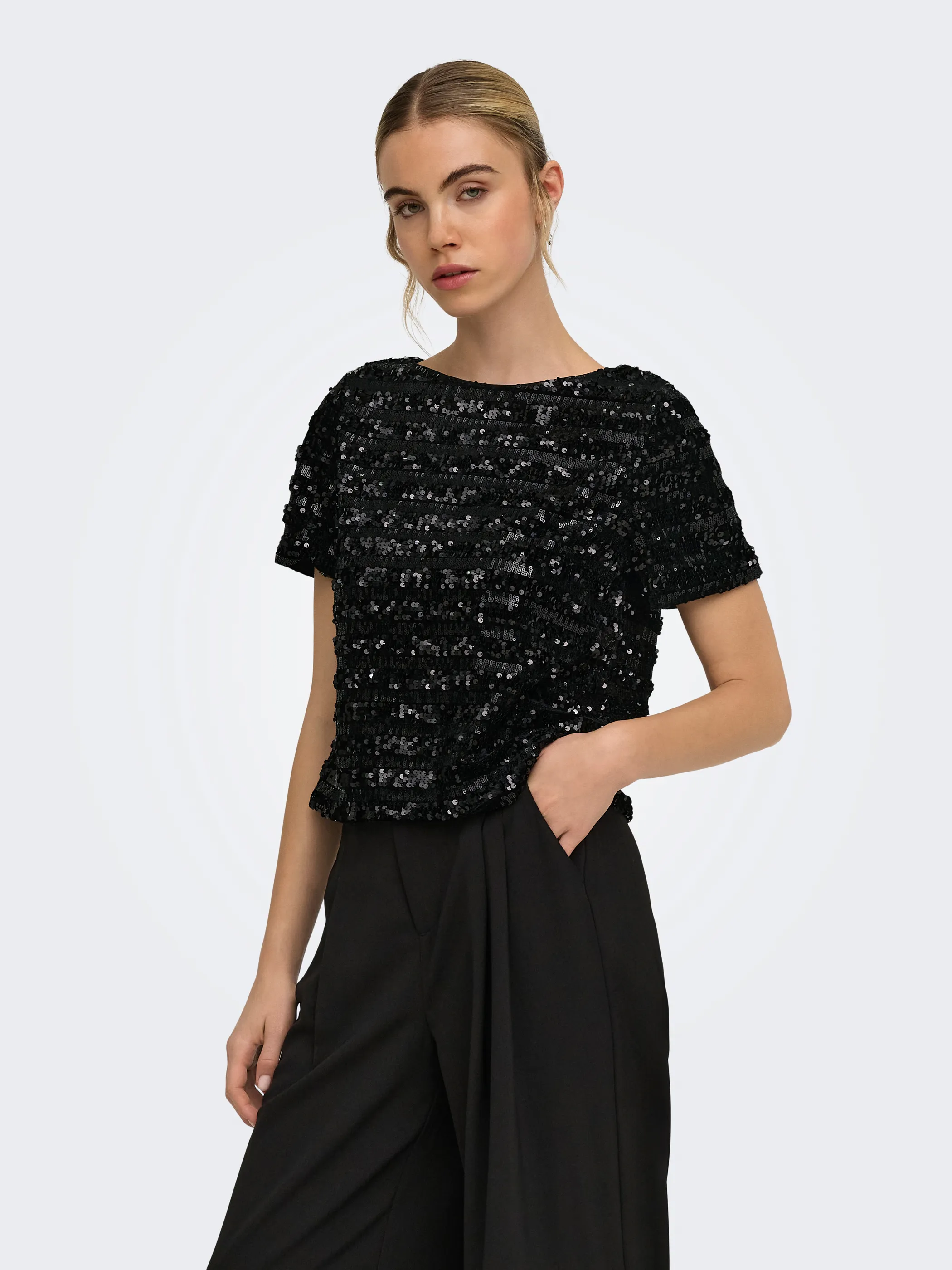 Only 15383758 ONLSALIKA S/S SEQUINS Schwarz 933841 177911001 1