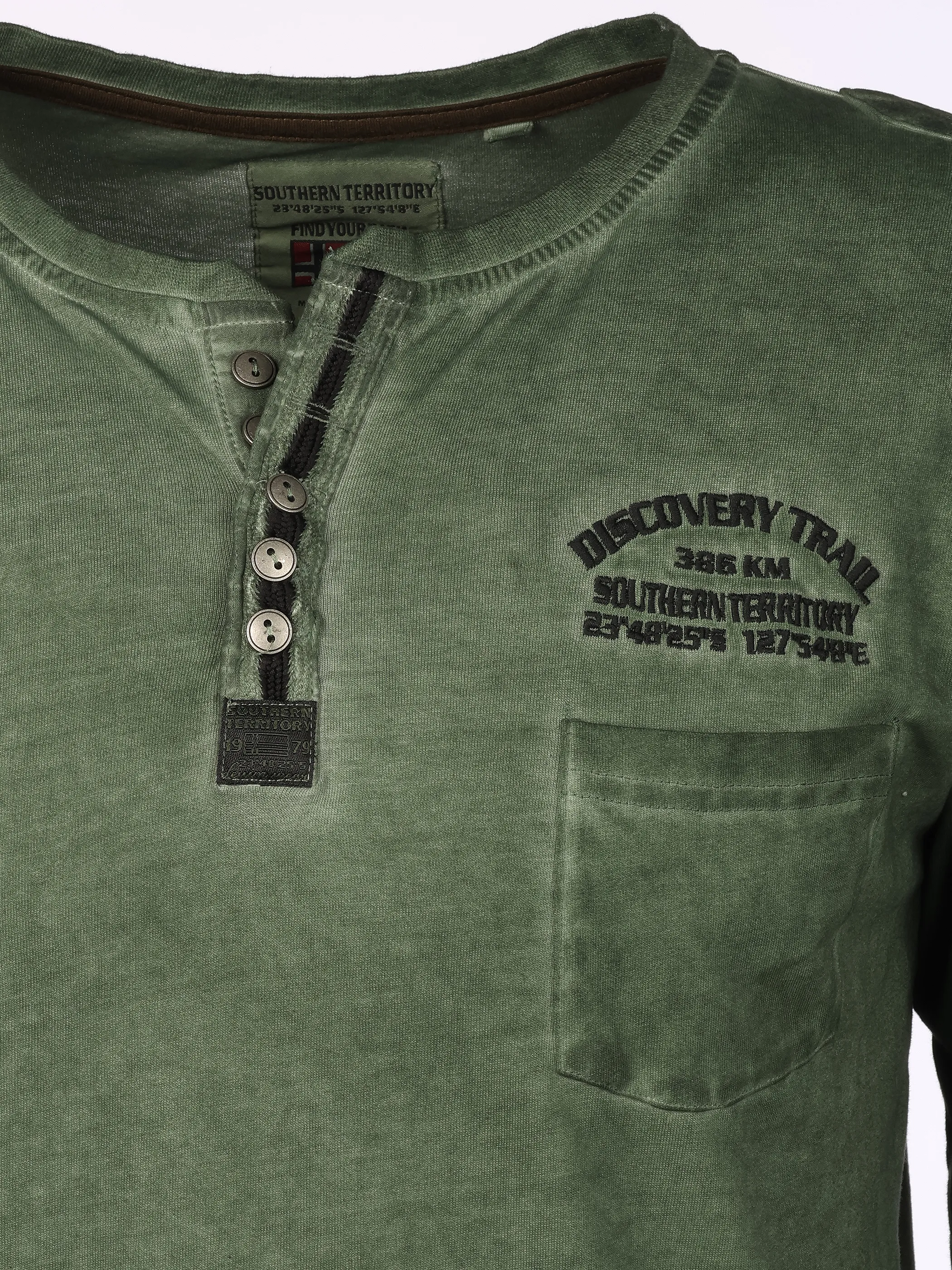 Southern Territory He. Henleyshirt 1/1 Arm washer Oliv 918374 OLIVE 3