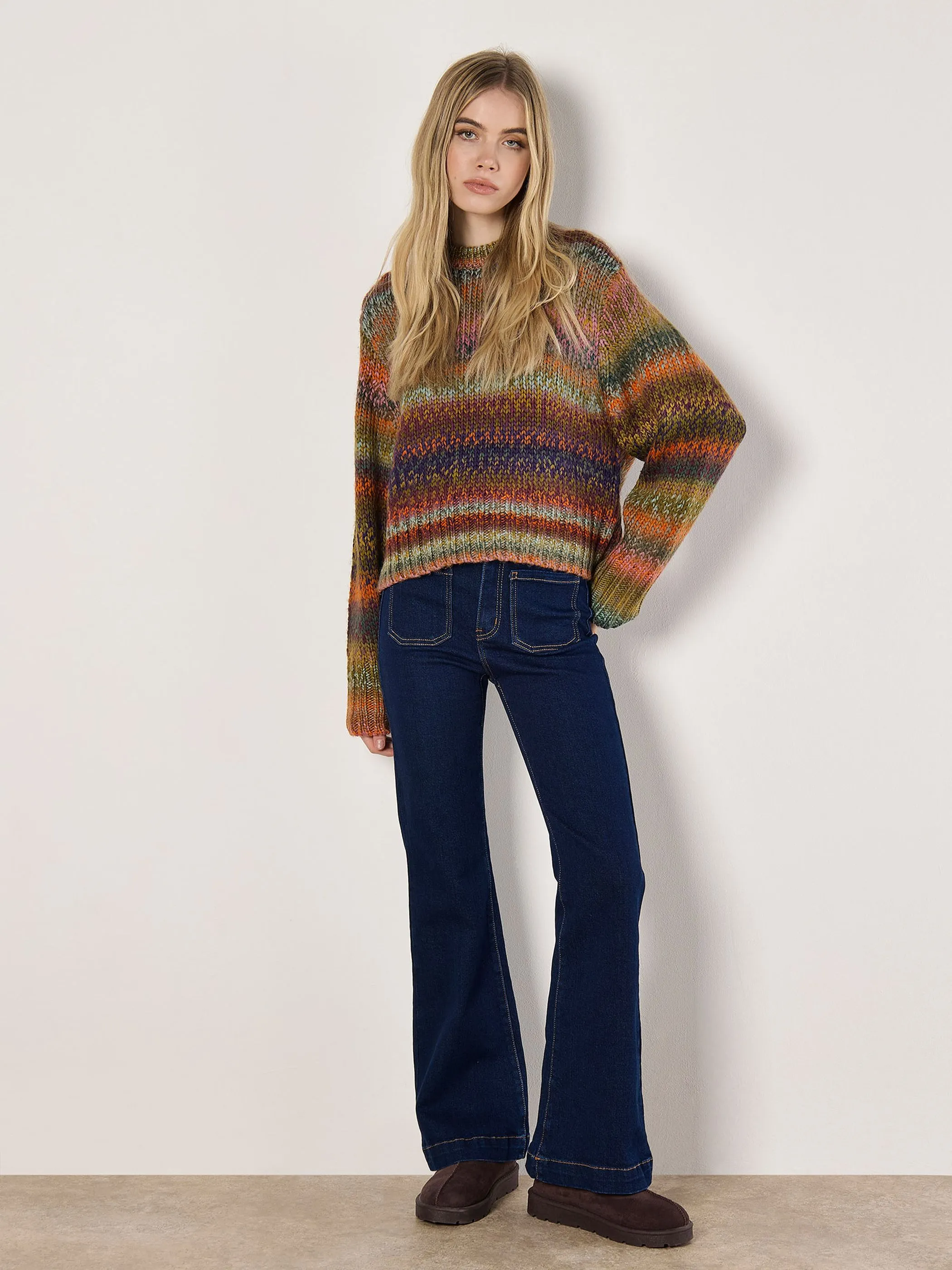Apricot 928619 Apricot Chunky Knit Multi Col Jumper Orange 911393 ORA 4