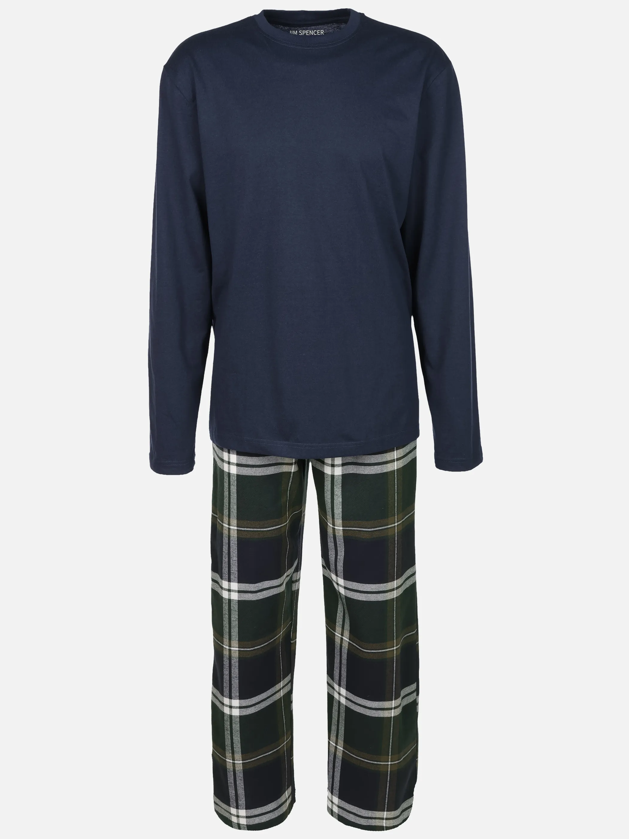 Jim Spencer He. Pyjama mit Flanell Hose Ka Blau 929571 NAVY 1