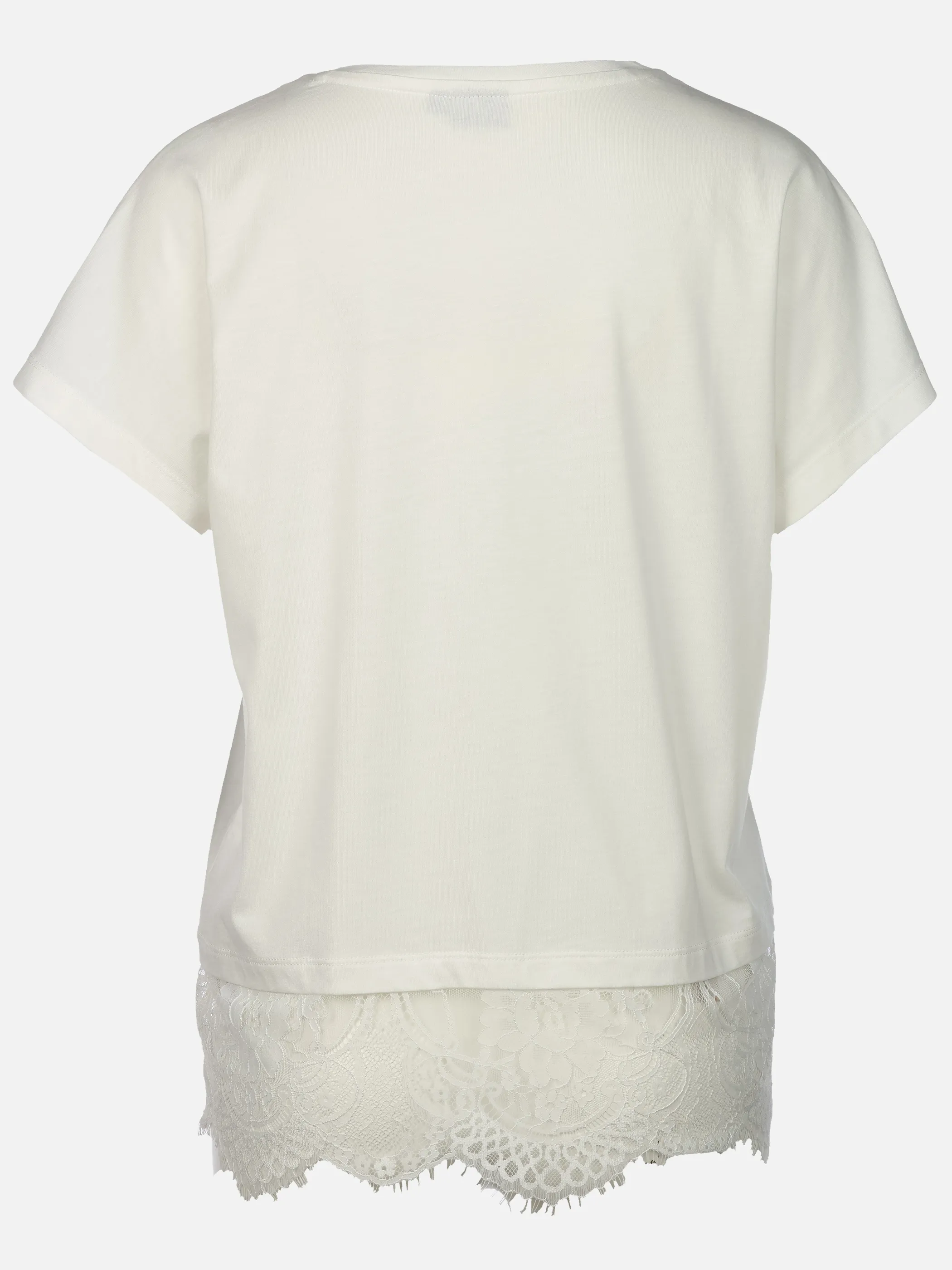 Lisa Tossa Da.Rundhalsshirt m.Spitzenborte Weiß 930568 STAR WHITE 2