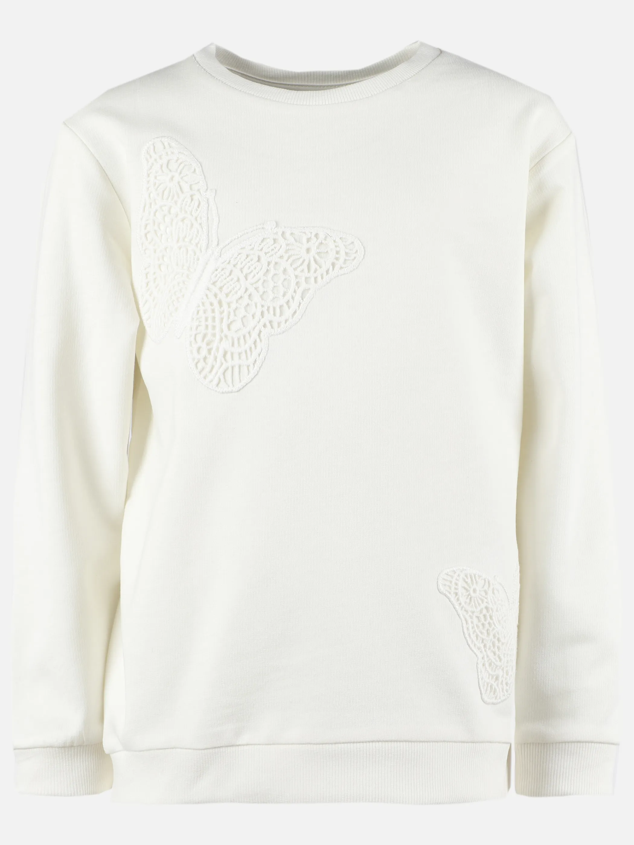 Bubble Gum KM Sweatshirt mit Schmetterlinghäkelei in weiß Weiß 907416 WEIß 1