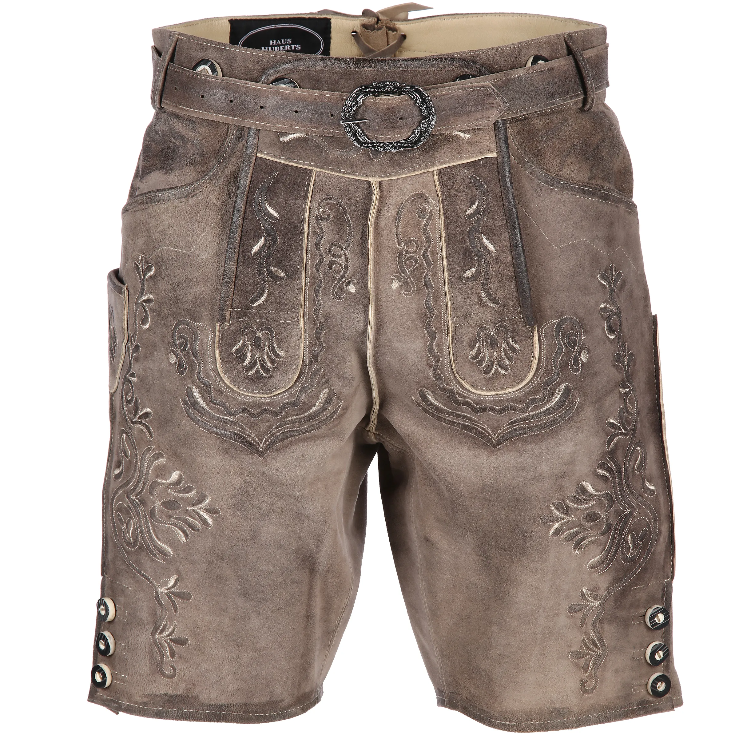Birkhahn Mode und Tracht He. Lederhose kurz Ziegenleder Grau 798433 GRAU ANTIC 1