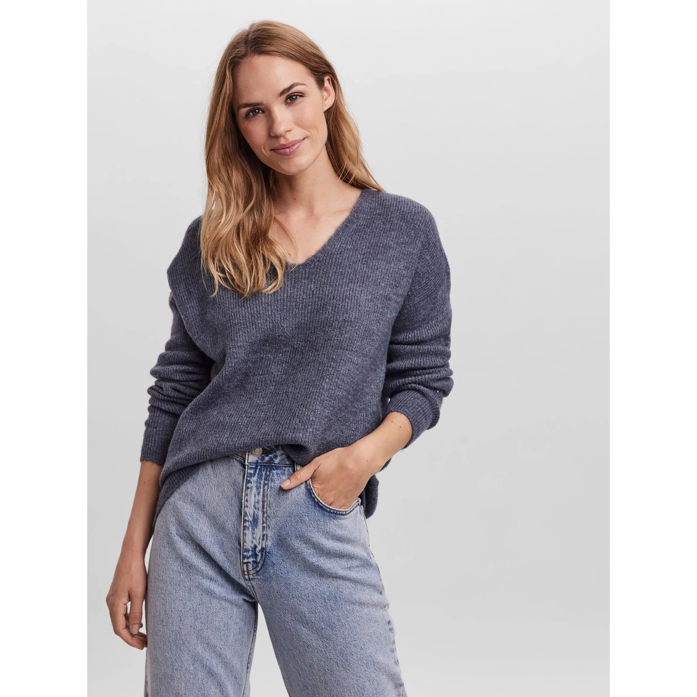 Vero Moda 10233357 VMCREWLEFILE LS V-NEC Grau 842583 186318002 5 Vero Moda 10233357 VMCREWLEFILE LS V-NEC Grau 842583 186318002 5