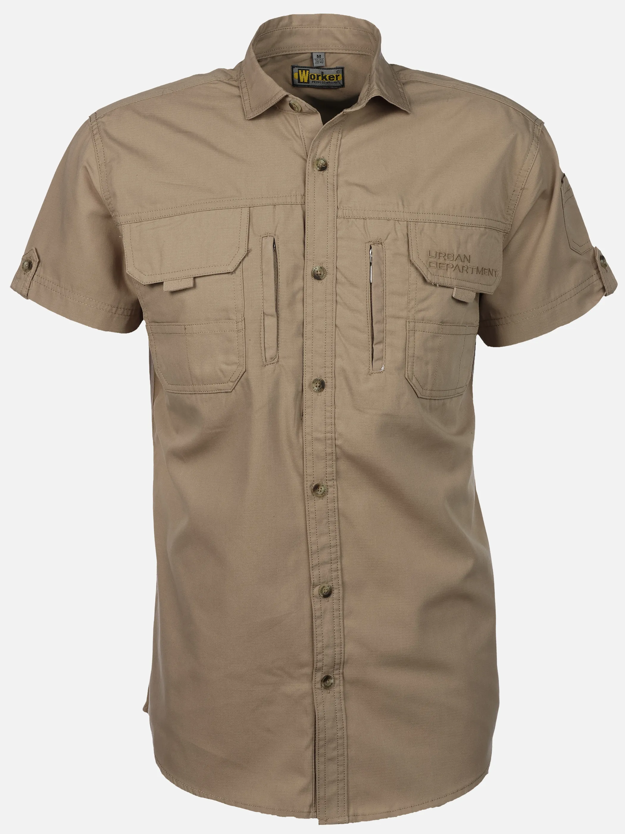 Worker He. Multitaschenhemd 1/2 Arm Beige 908352 STONE 1