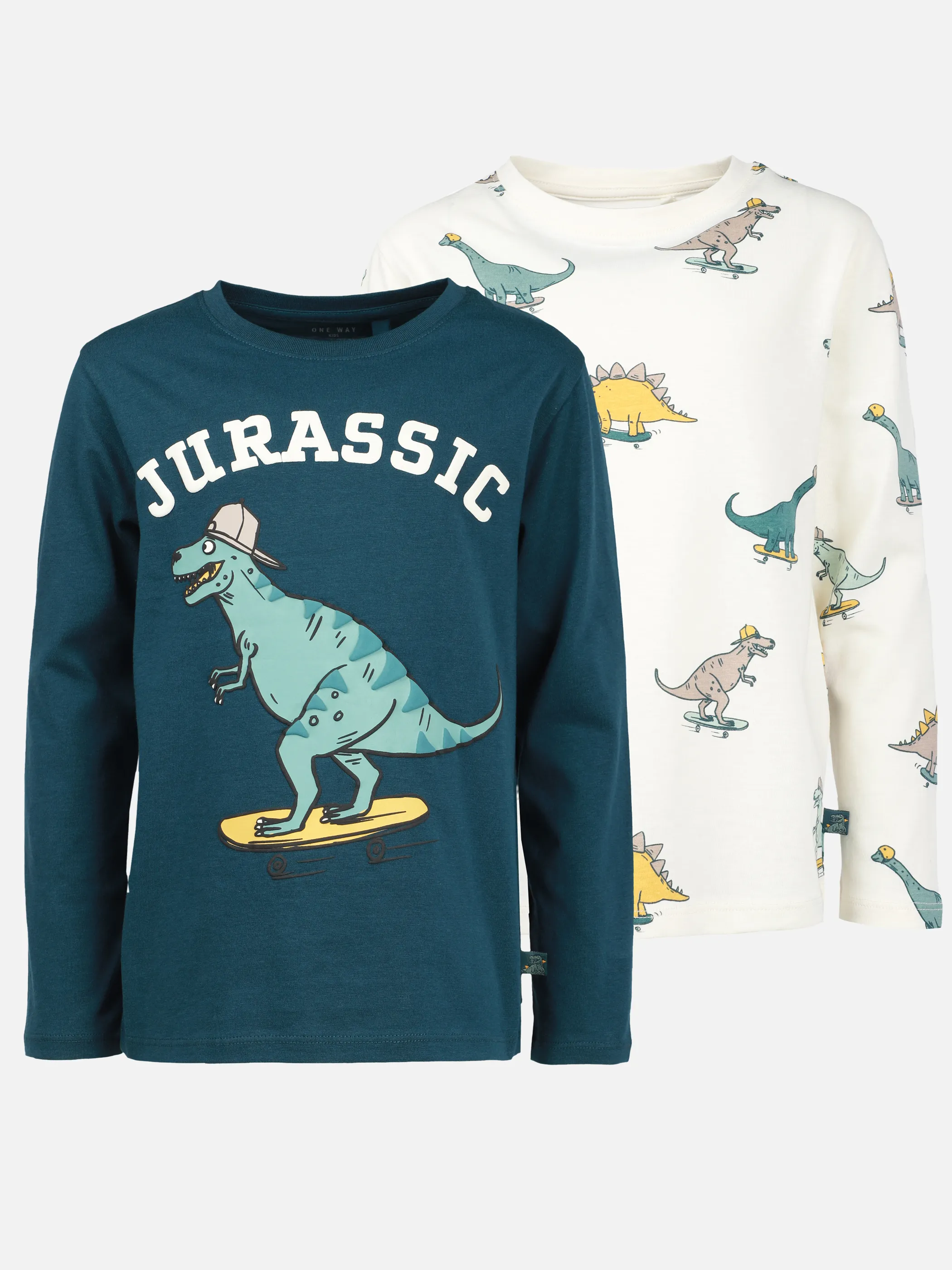 One Way KJ 2pcs Pack Longsleeve mit Dino AOP und Weiß 915228 WEIß/GRÜN 1
