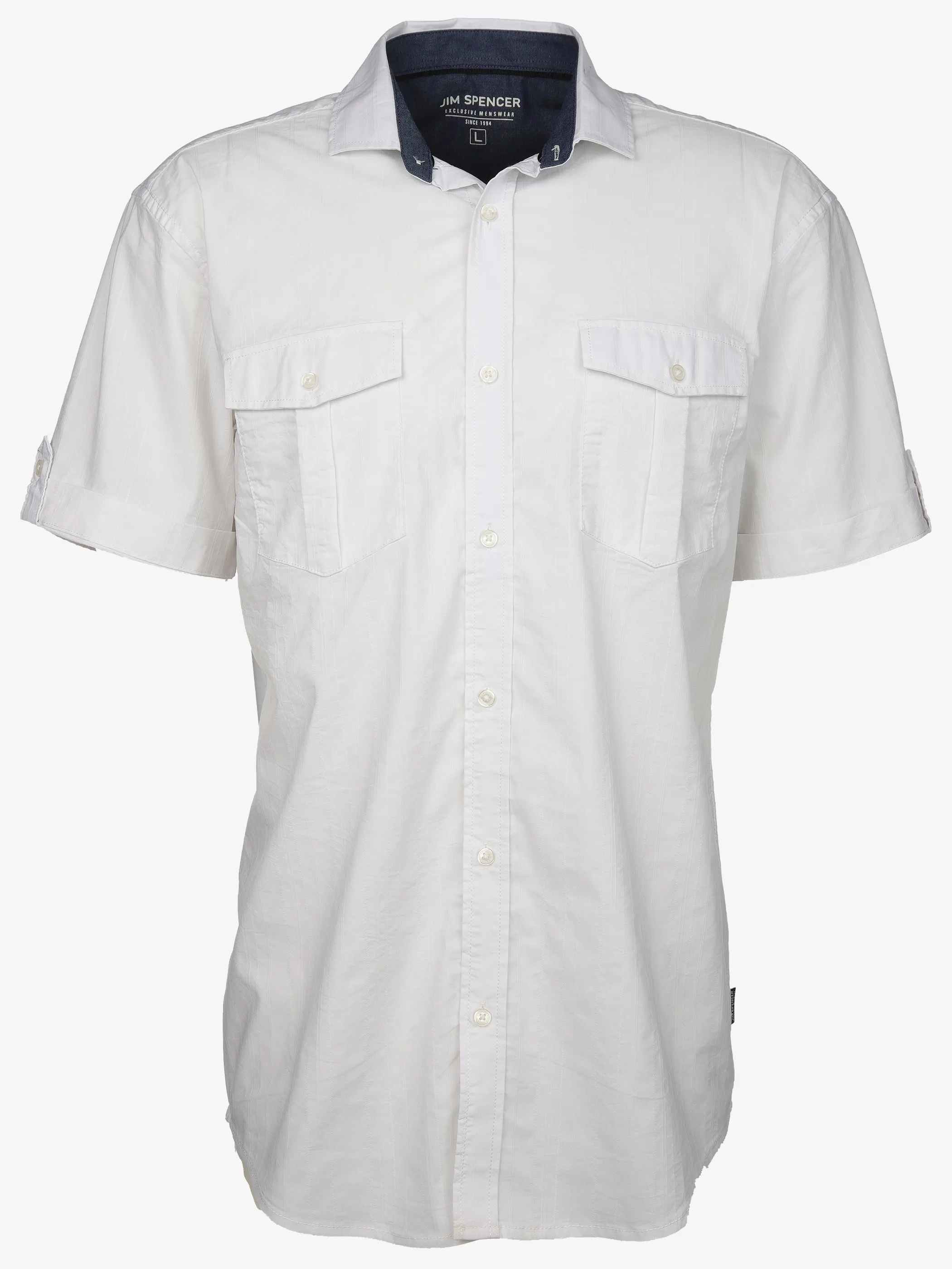 Jim Spencer He. Freizeithemd 1/2 Arm Jacquard Weiß 908752 WHITE 1