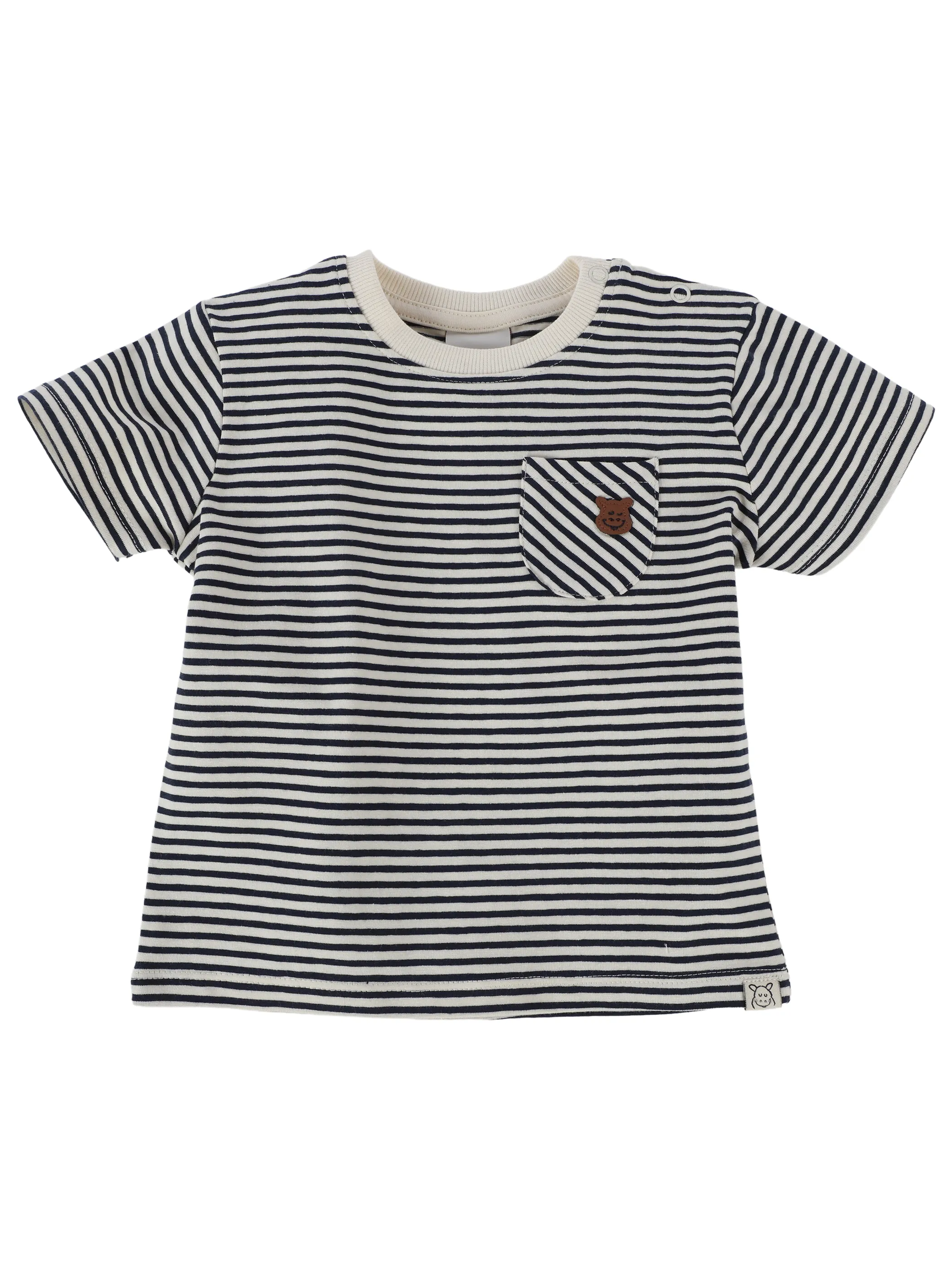 Bubble Gum BJ gestreiftes T-Shirt, tasche auf brust, in blau Blau 921579 BL 1