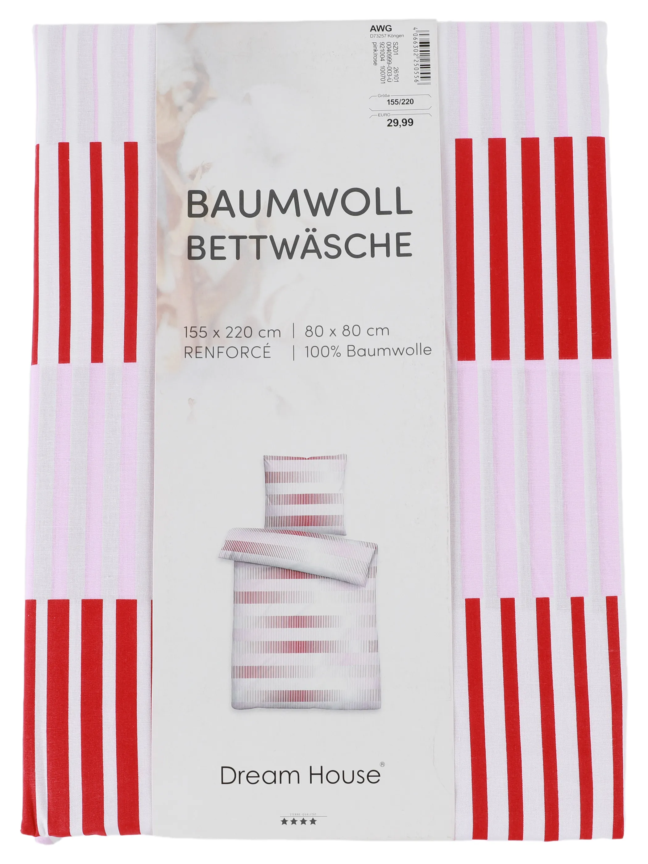 Dream House Renforce Bettwäsche Streifen 1 Pink 921004 STREIFEN 2