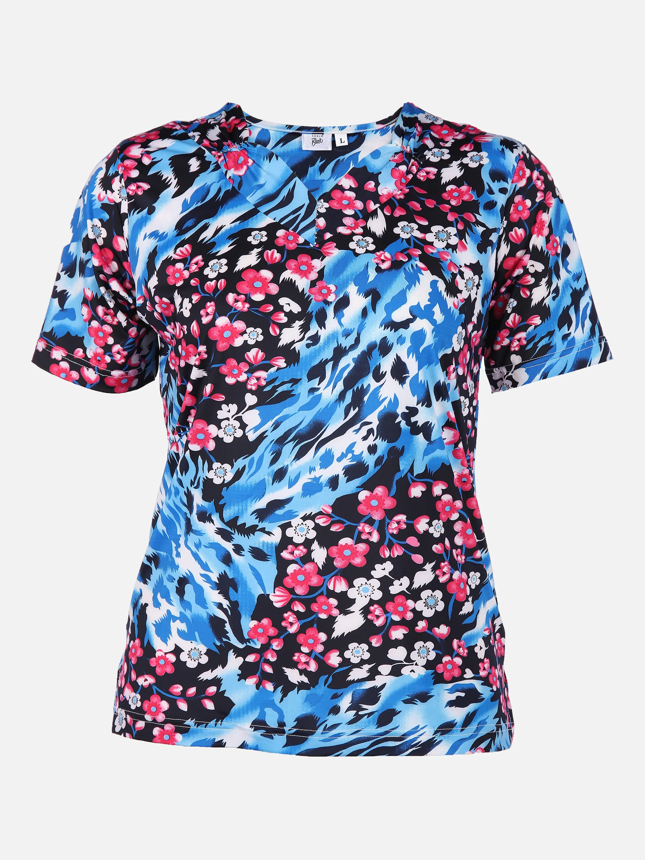Sonja Blank Da-Gr. Größen Shirt V-Ausschni Blau 832446 BLAU/PINK 1 Sonja Blank Da-Gr. Größen Shirt V-Ausschni Blau 832446 BLAU/PINK 1