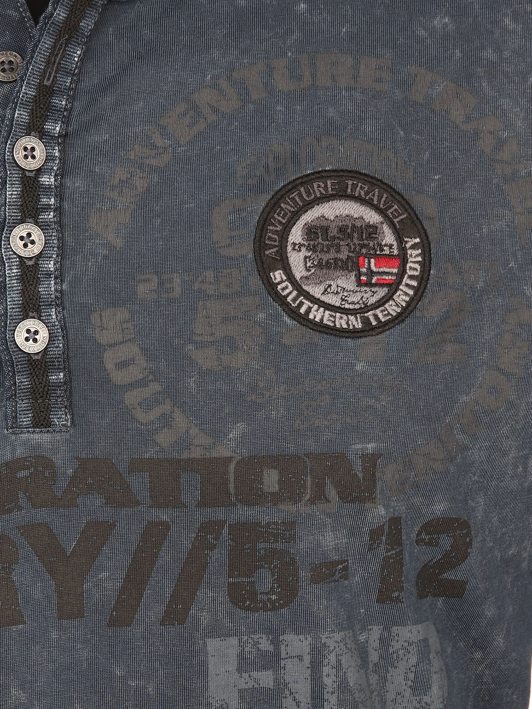 Southern Territory He. Henleyshirt 1/1 Arm print Blau 896803 NAVY 3 Southern Territory He. Henleyshirt 1/1 Arm print Blau 896803 NAVY 3