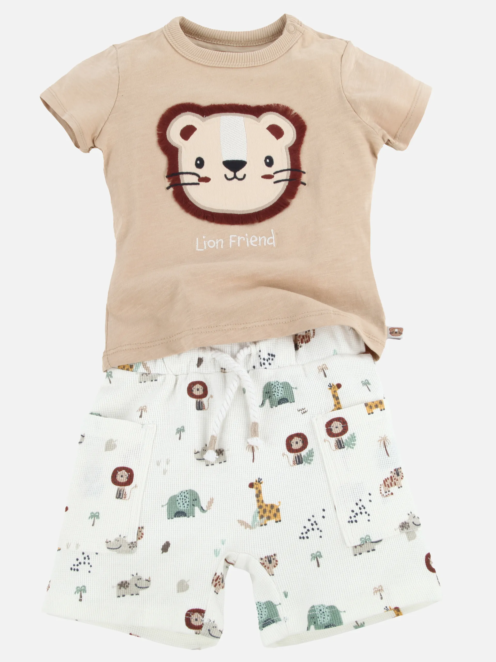 Bubble Gum BJ Set Tshirt mit Appli + Hose mit AOP Braun 908521 BRAUN/WEIß 1