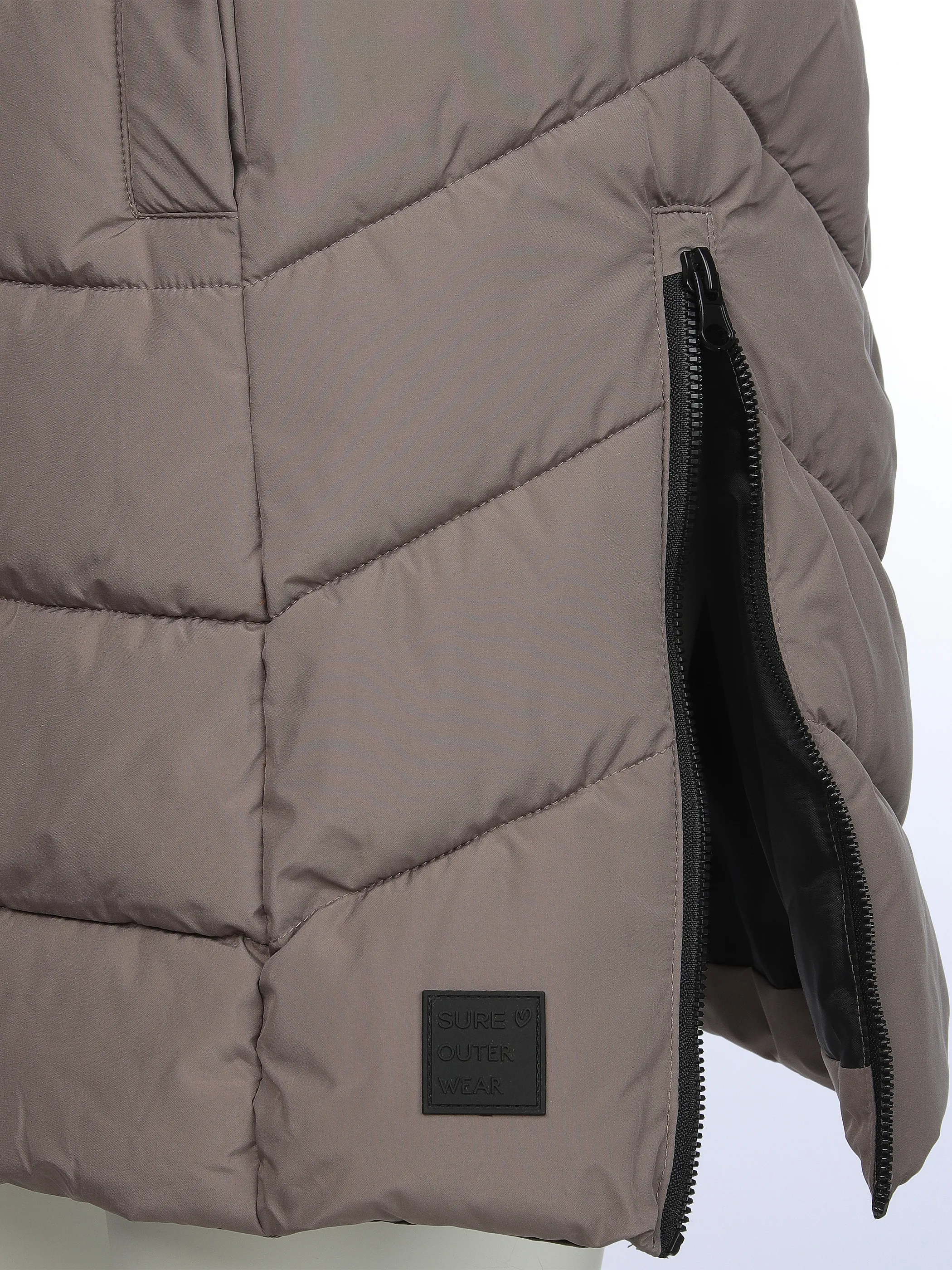 Sure Da-Steppweste lang Grau 912530 TAUPE 3