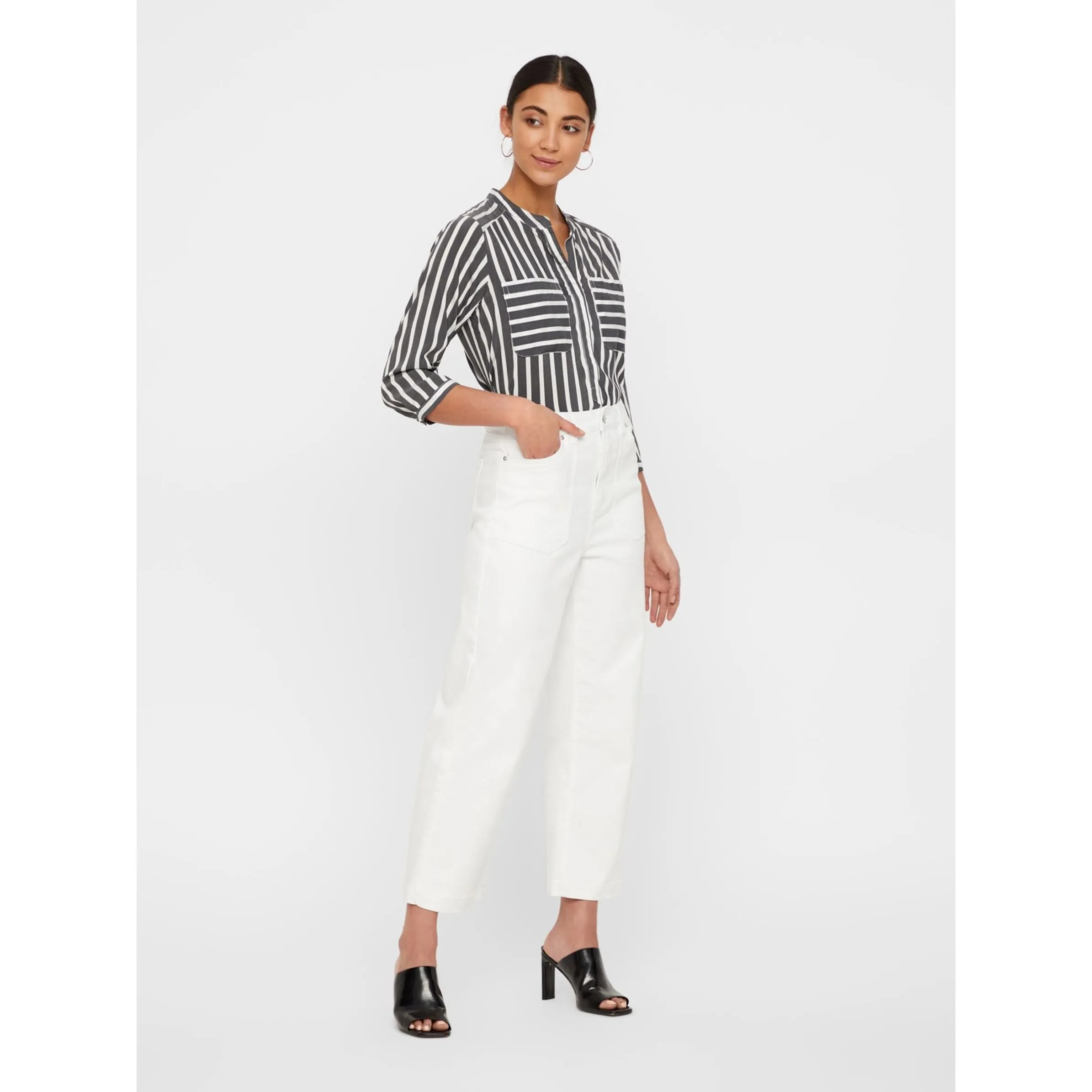 Vero Moda 10168581 VMERIKA STRIPE 3/4 SH Schwarz 760046 177868009 3