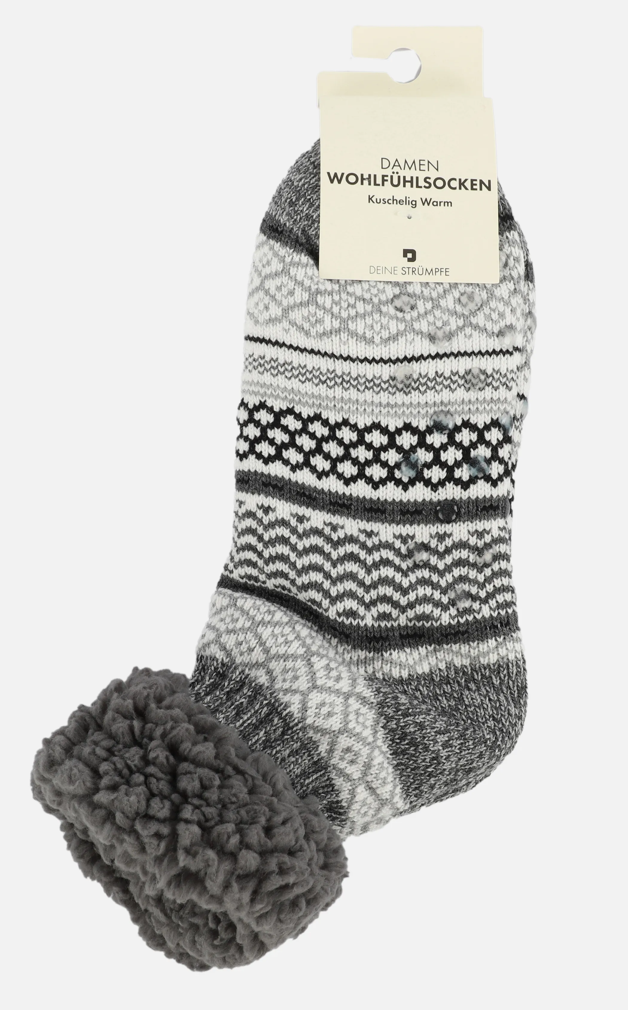 Da. Hausschuhsocken kurz Teddy Grau 914558 GRAU 1