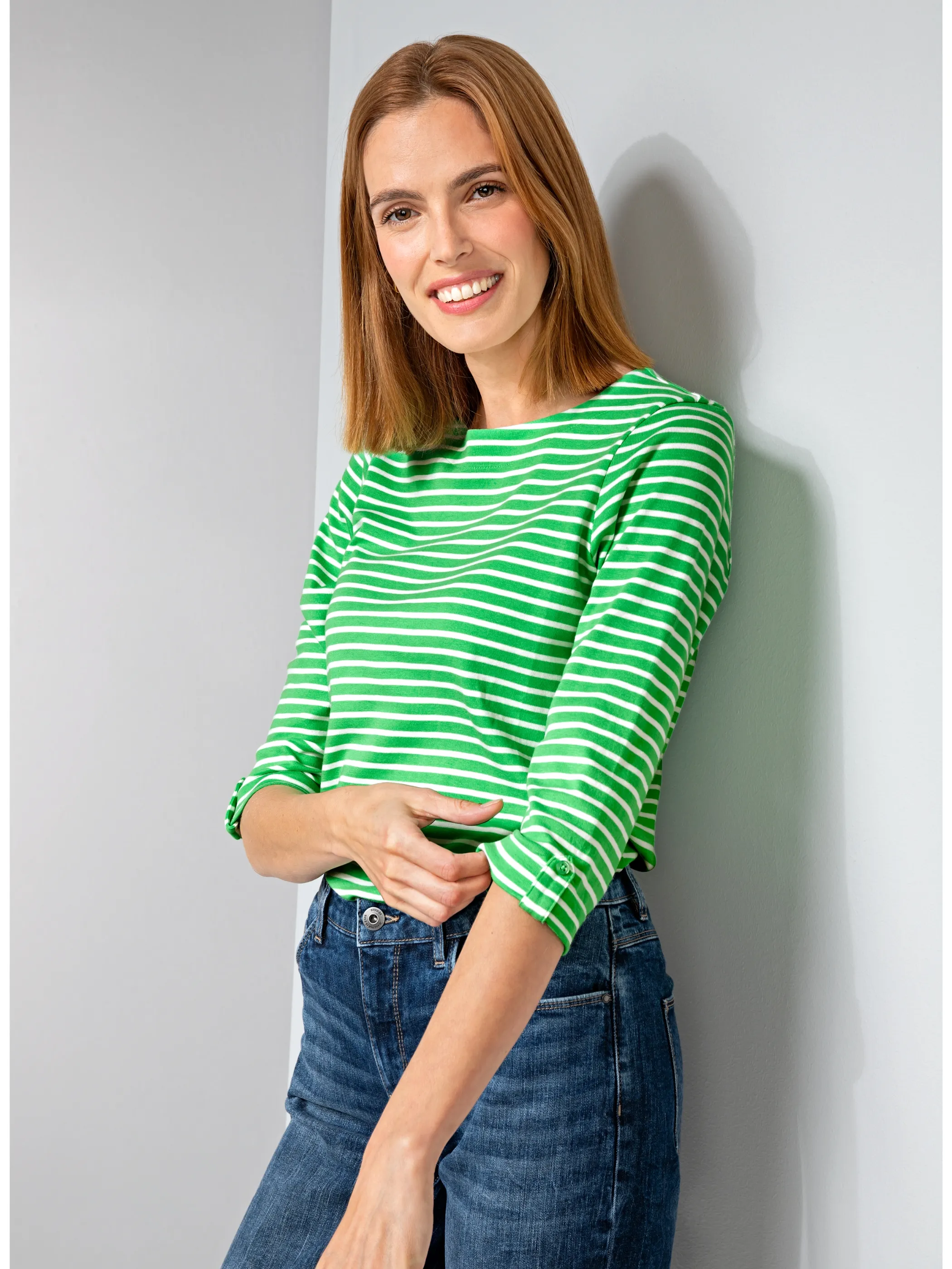 Sure Da-Streifenshirt m. 3/4 Arm Grün 889307 GREEN OFF 5 Sure Da-Streifenshirt m. 3/4 Arm Grün 889307 GREEN OFF 5