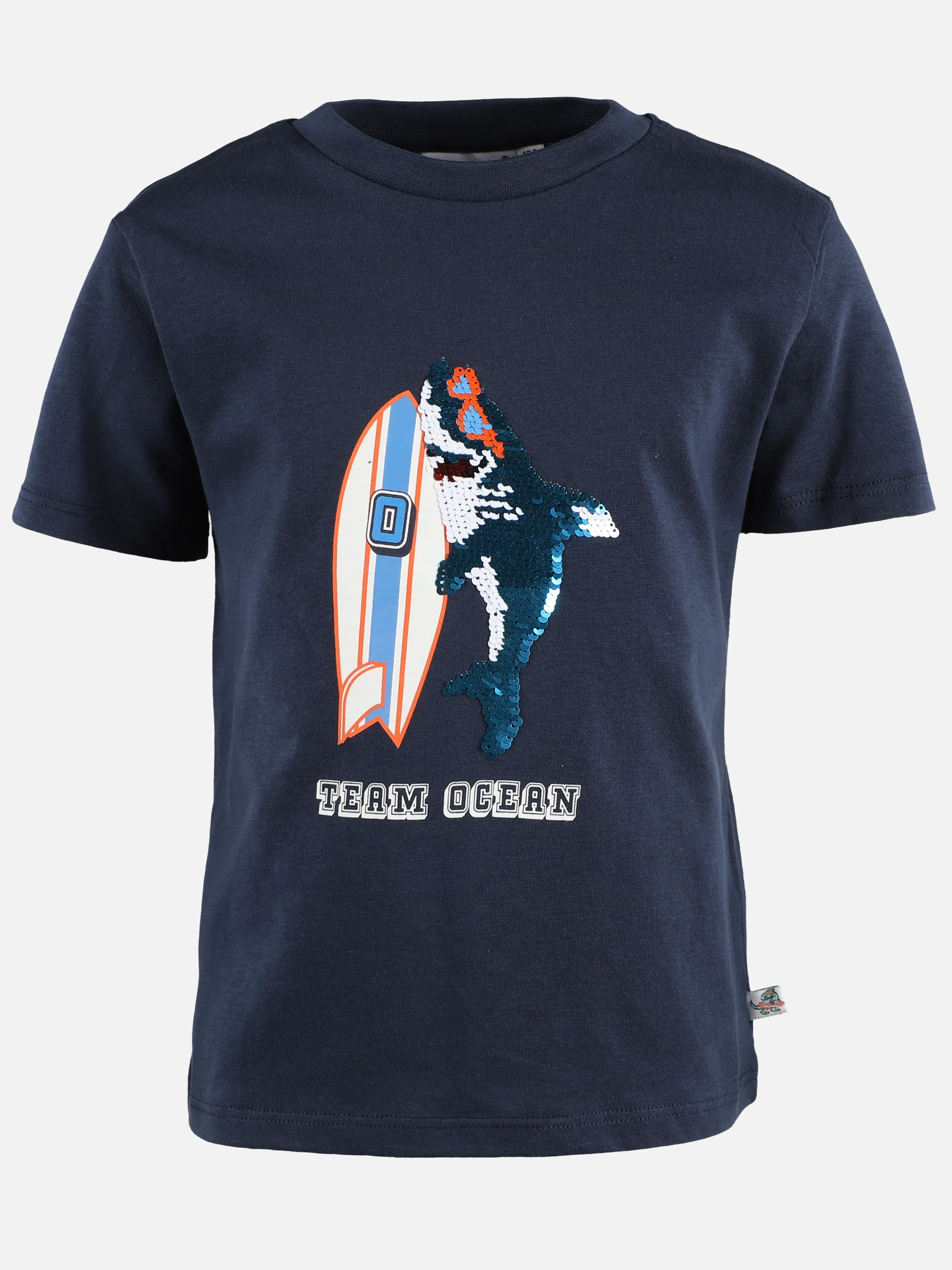 Stop + Go KJ T-Shirt in dunkelblau mit Wendepailletten-Druck Marine 891599 DUNKELBLAU 1 Stop + Go KJ T-Shirt in dunkelblau mit Wendepailletten-Druck Marine 891599 DUNKELBLAU 1
