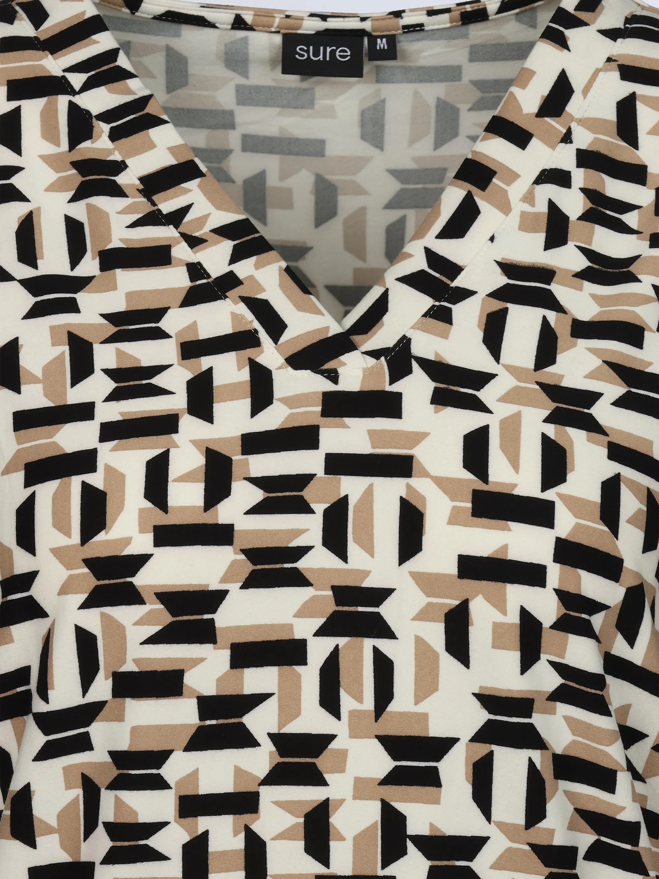 Sure Da-Shirt m. Alloverprint Beige 933602 OXFORDTAN 3