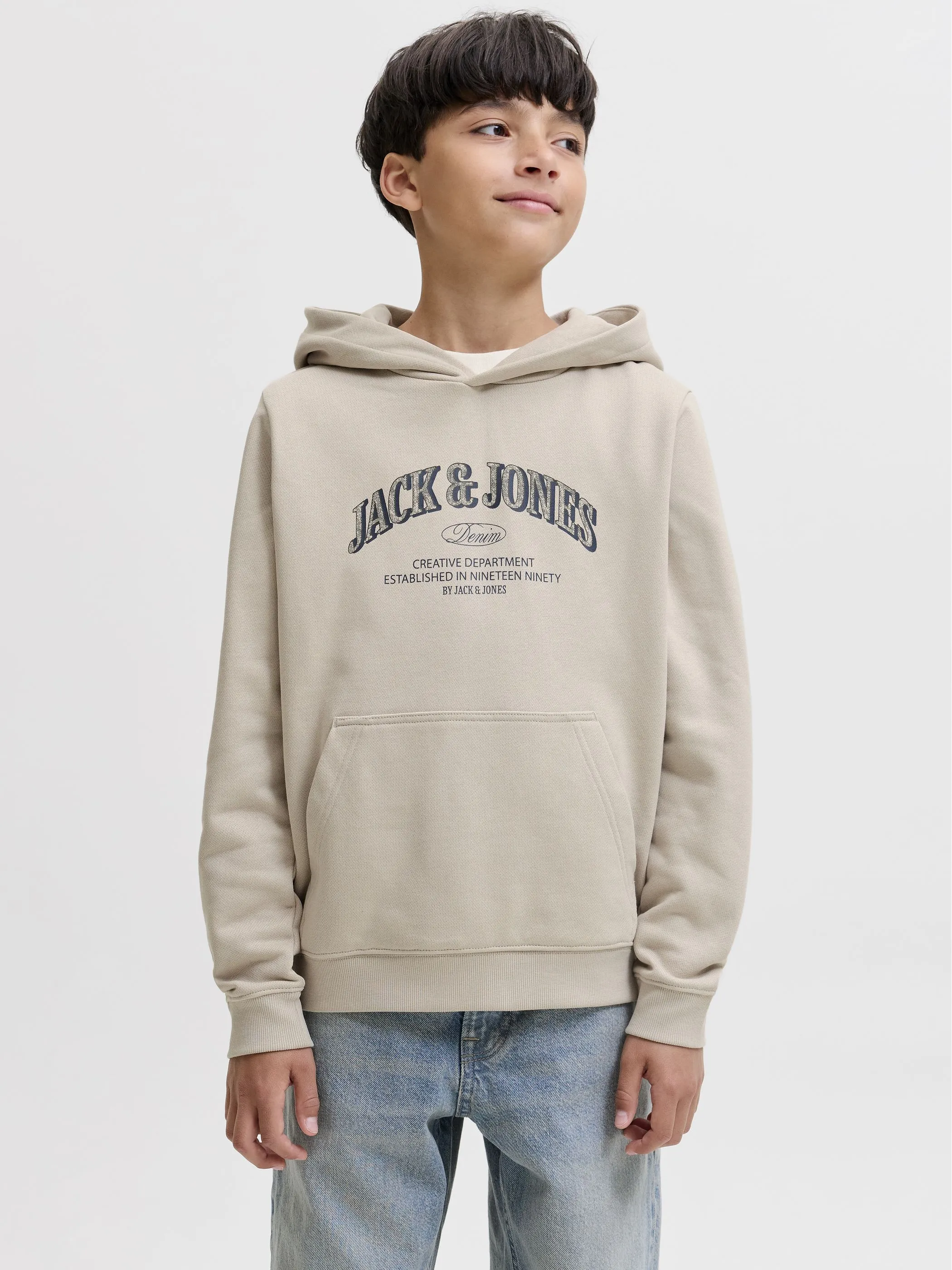 Jack&Jones Junior 12299617 JJEDENVER LOGO SWEAT HOOD JNR Braun 931425 176631 1