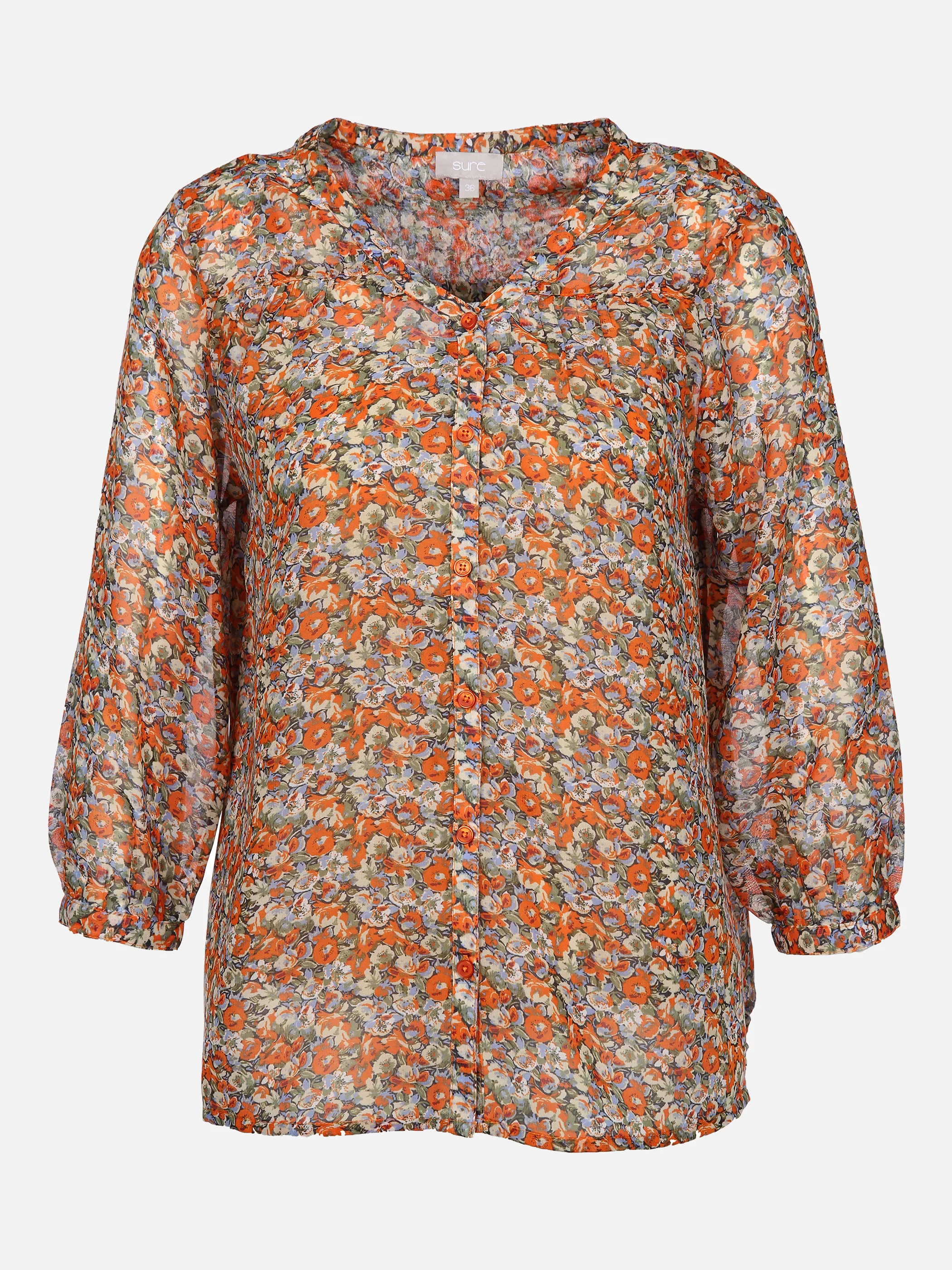 Sure Da-Chiffon-Bluse, V-Ausschnitt Orange 853290 ORANGE 1