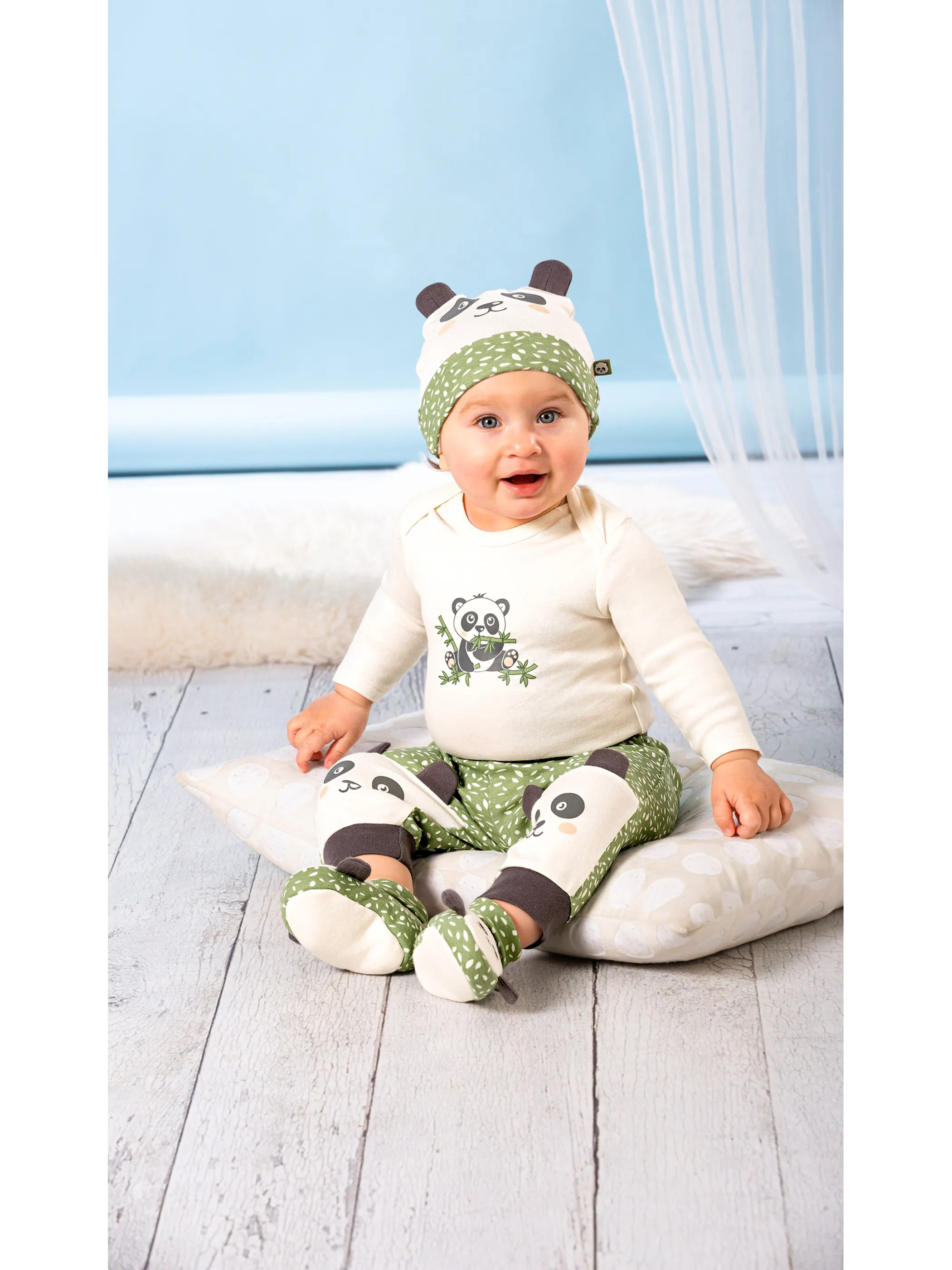 Bubble Gum BU Mütze in weiß mit Panda und Weiß 862302 WEIß/GRÜN 4