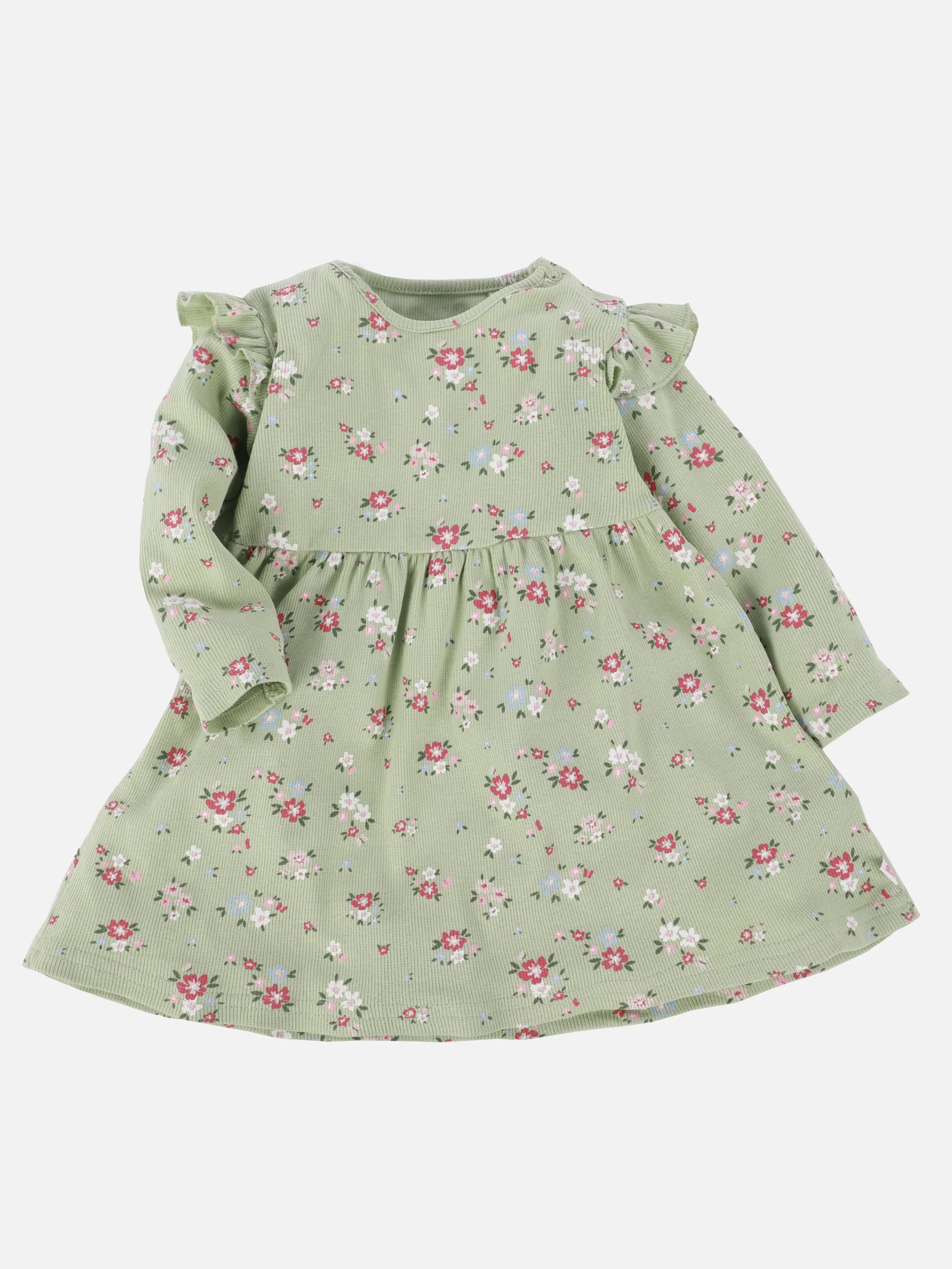 Bubble Gum BM geripptes langarm Kleid mit Blumen AOP in grün Grün 906657 GRÜN 1