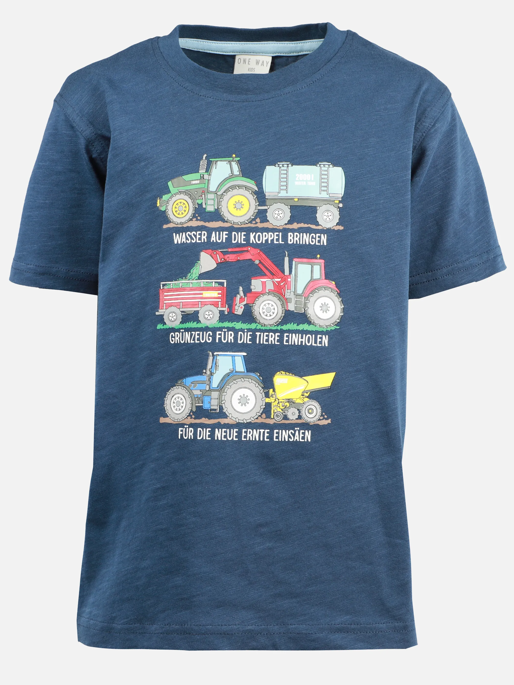 One Way MB T-Shirt mit Landwirtschafts Print in blau Blau 921982 BLAU 1