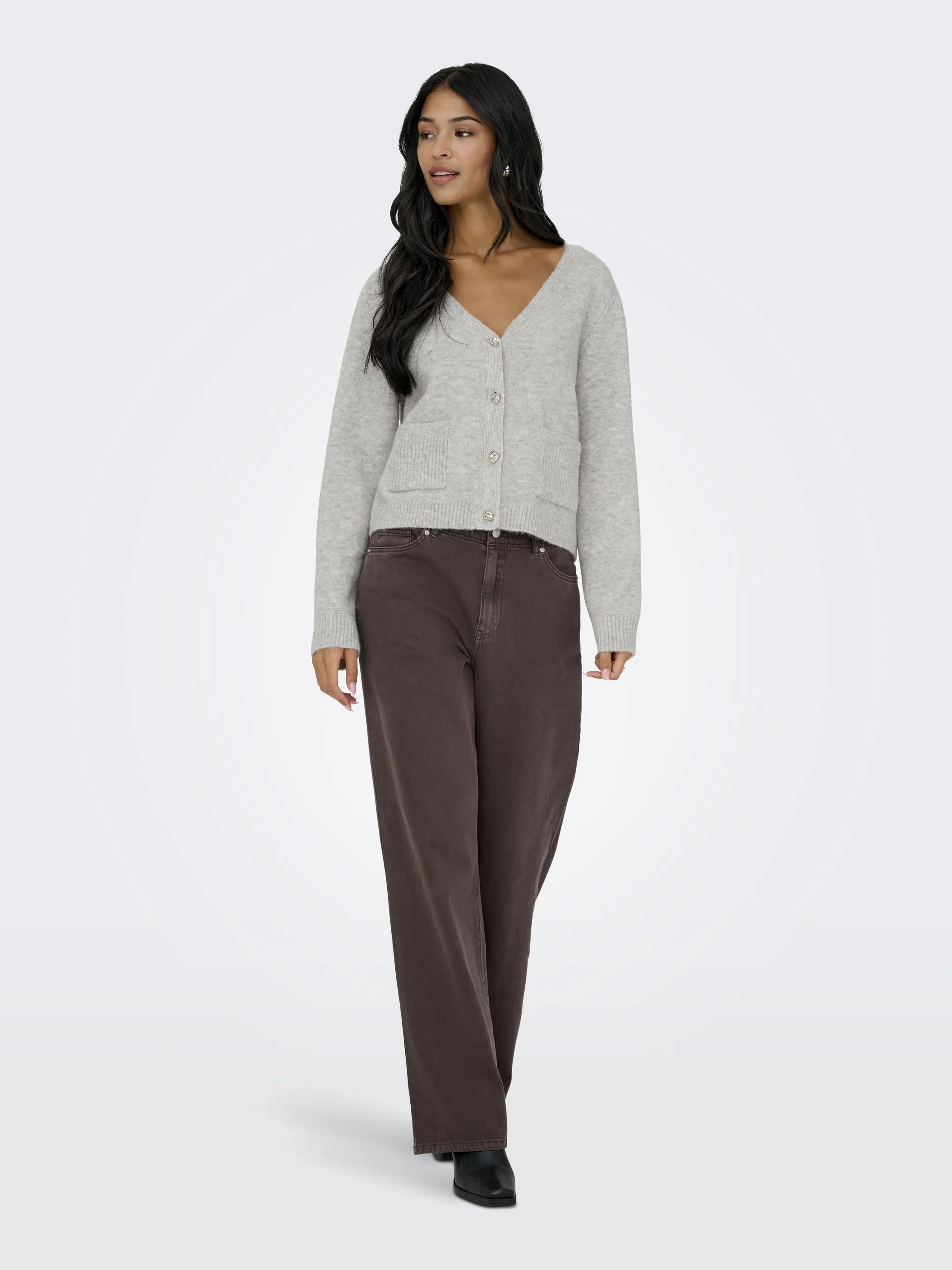 Only 15361084 ONLRENE LIFE LS CARDI Grau 920962 179073001 1