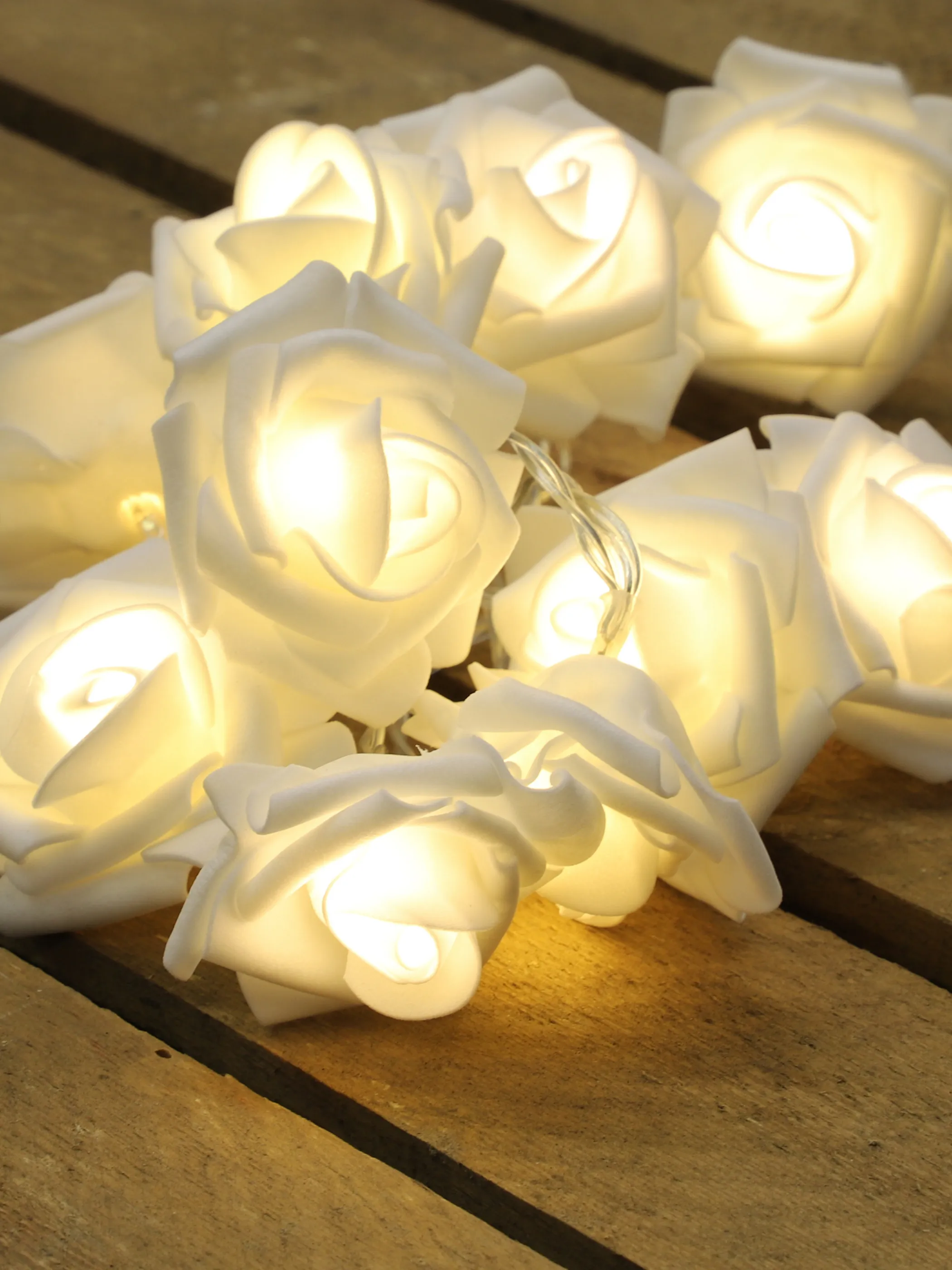 Deko Artikel LED Lichterkette Rose ca 120cm Weiß 873592 WEIß 4