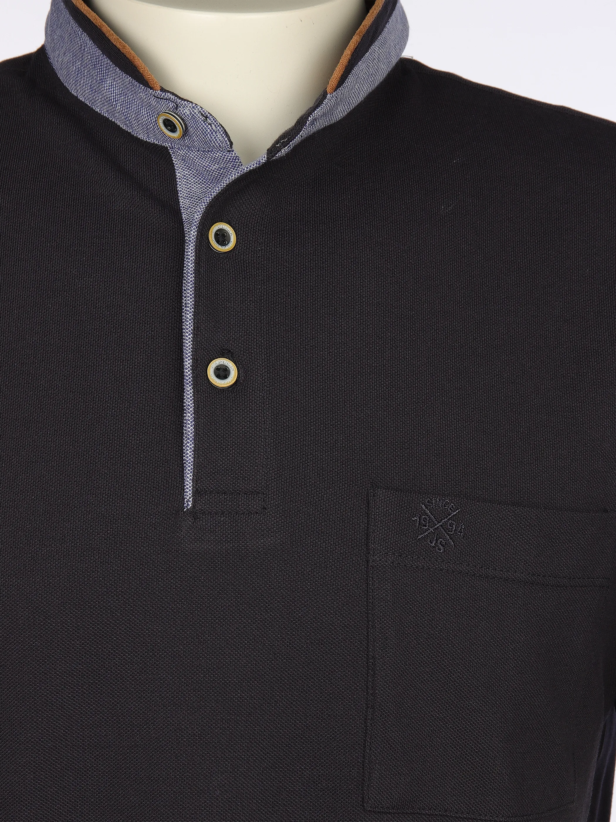 Jim Spencer He. Stehkragenshirt 1/2 Arm twisted Blau 906251 NAVY 3