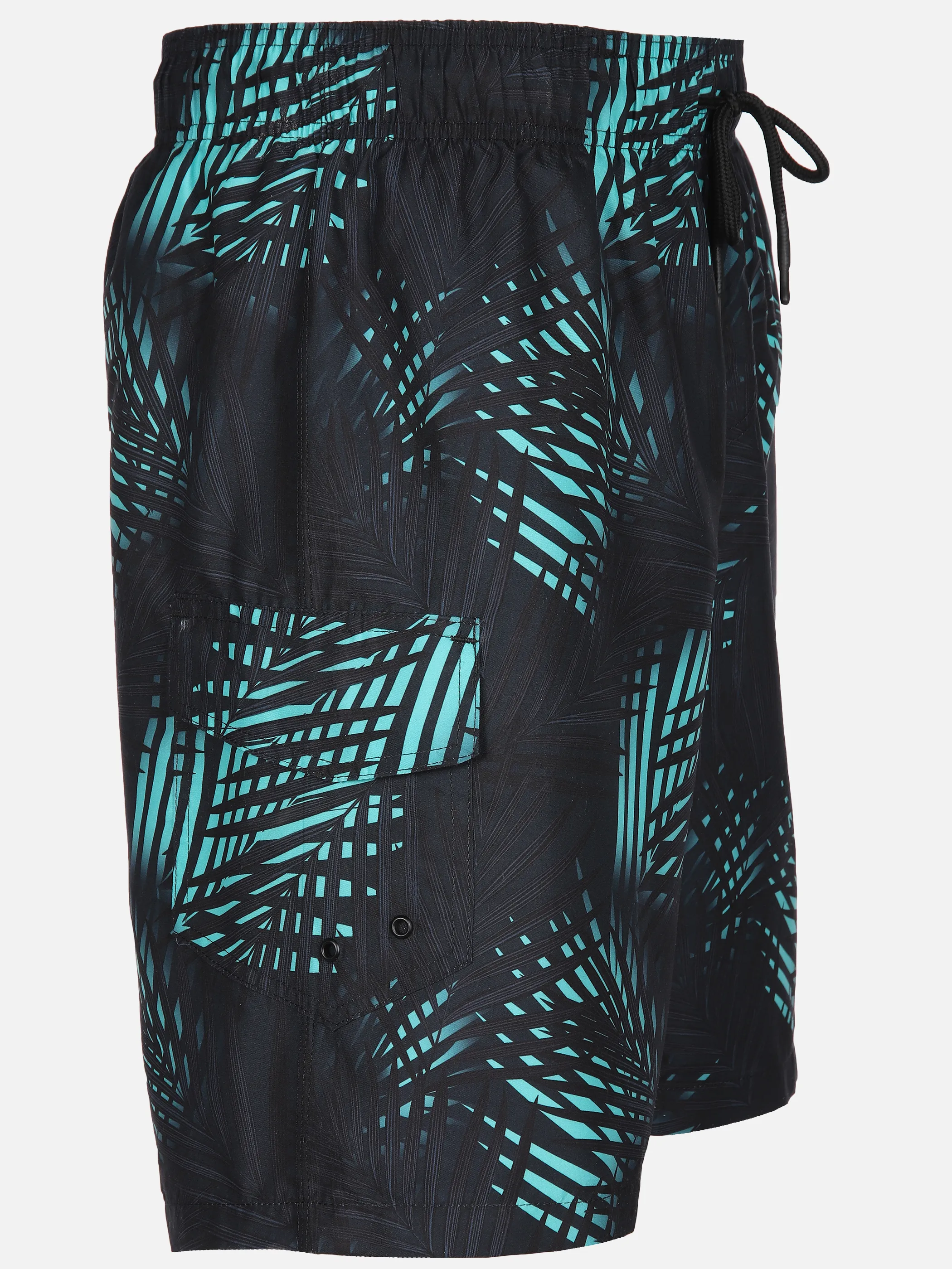 Grinario Sports He-Badeshorts, AOP Schwarz 891009 BL/PALM 3