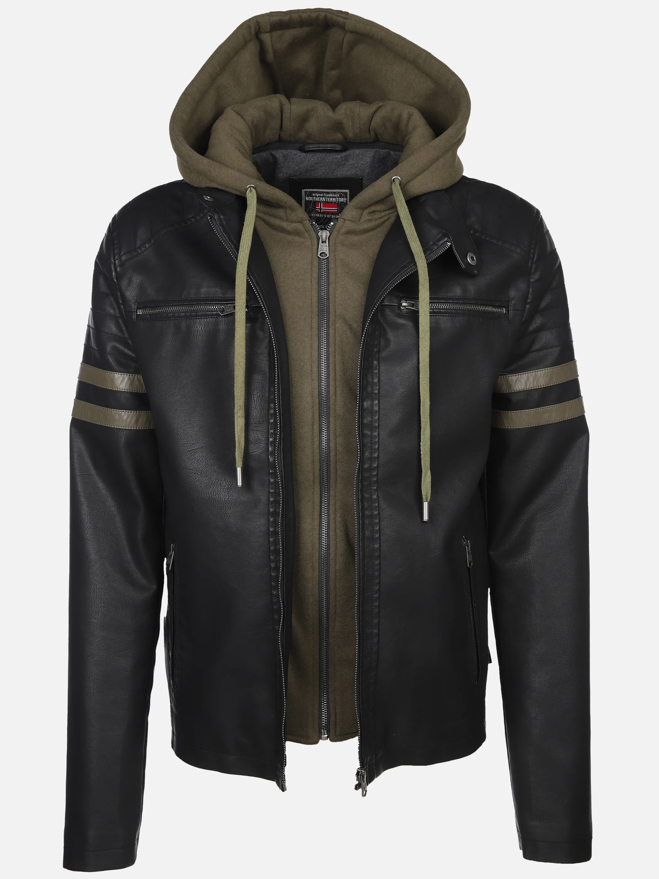 Southern Territory He. Bikerjacke 2in1 Kapuze schwarz/olive Schwarz 903555 BLACK 3 Southern Territory He. Bikerjacke 2in1 Kapuze schwarz/olive Schwarz 903555 BLACK 3