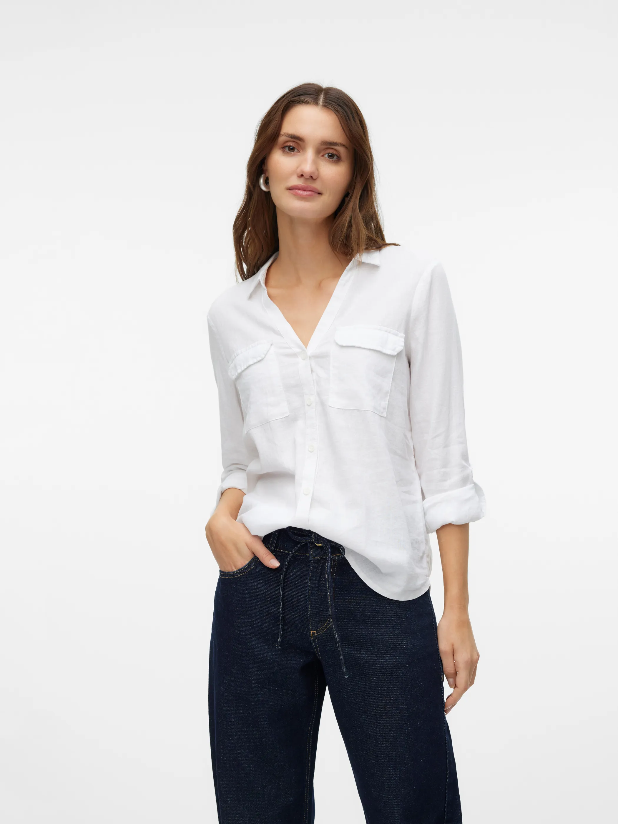 Vero Moda 10308407 VMLINN BUMPY LS SHIRT Weiß 922291 175598 3